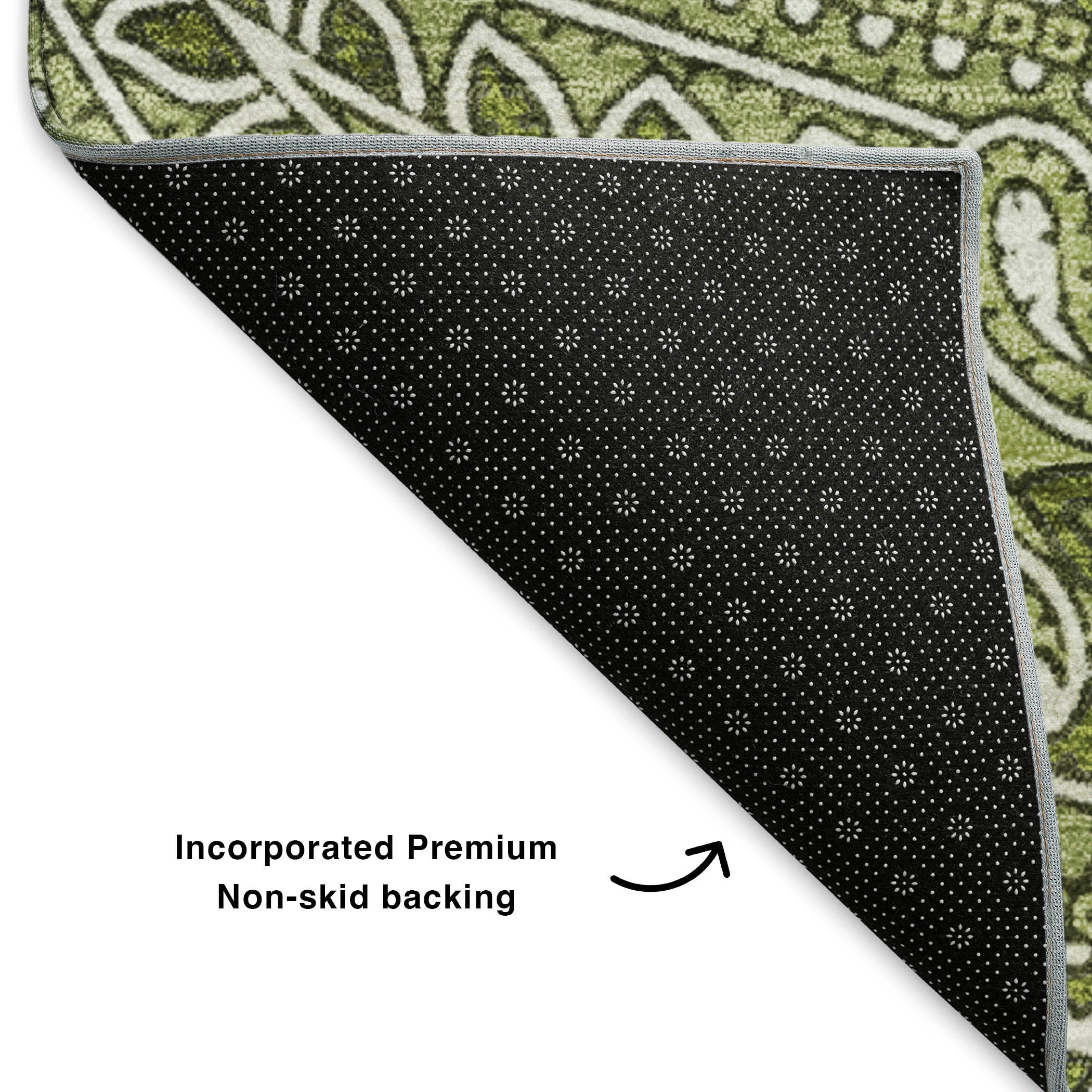 Oaxaca Machine Washable Traditional Green Rug 1'8" x 2'6" #shape_Rectangle