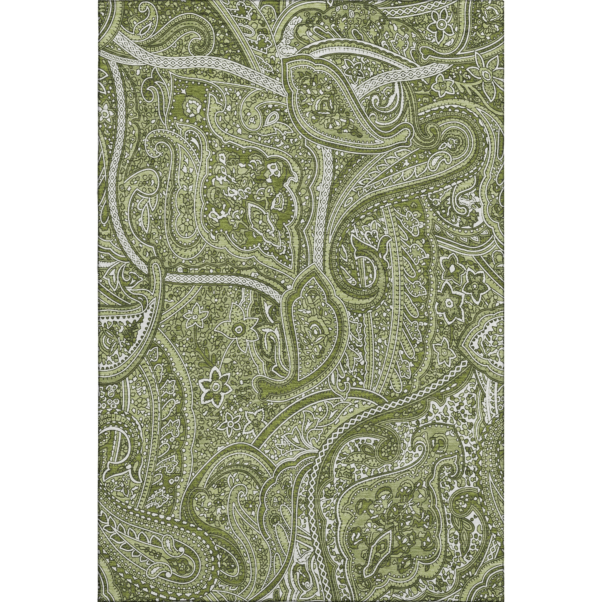 Oaxaca Machine Washable Traditional Green Rug 2'6" x 3'10" #shape_Rectangle