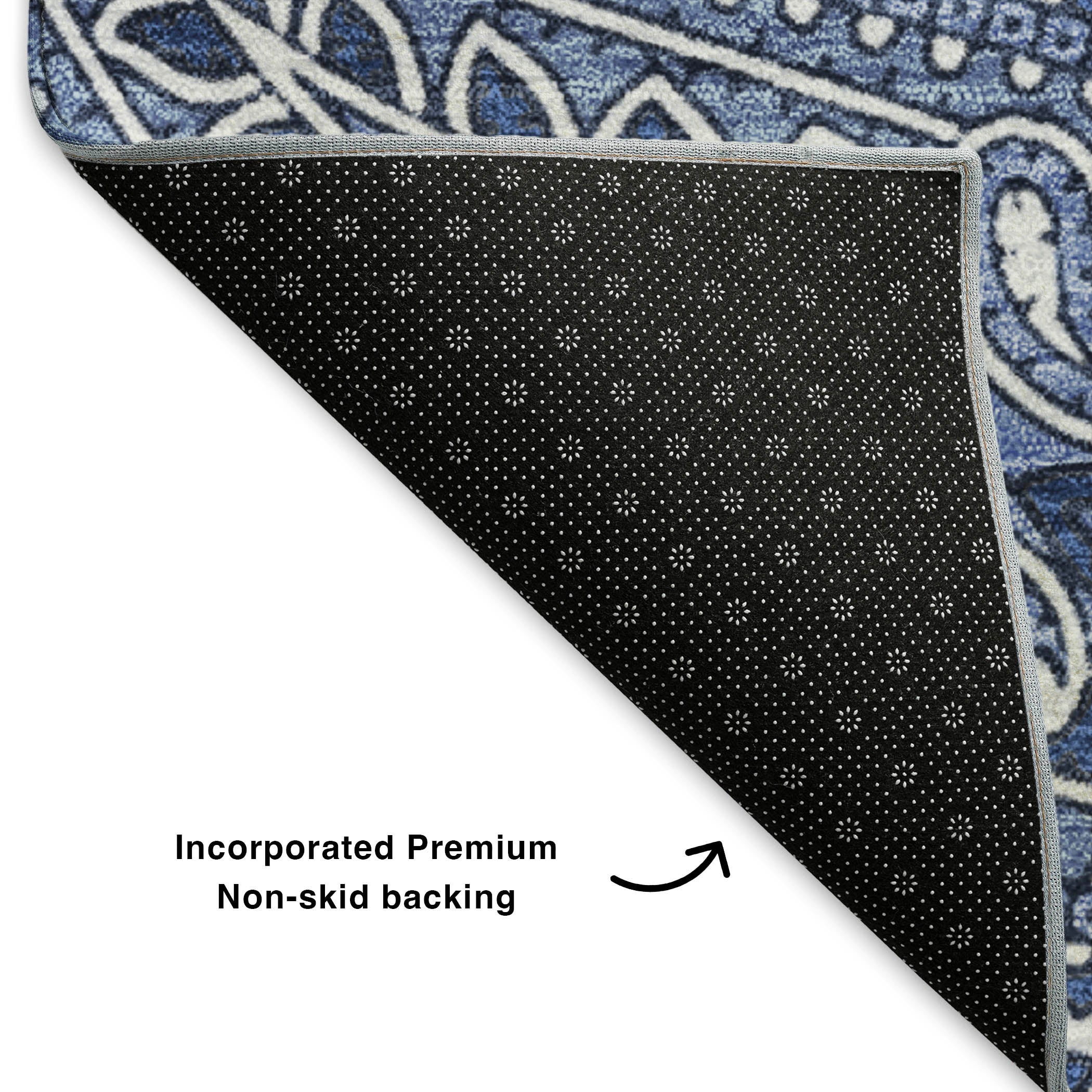 Oaxaca Machine Washable Traditional Navy Blue Rug 1'8" x 2'6" #shape_Rectangle