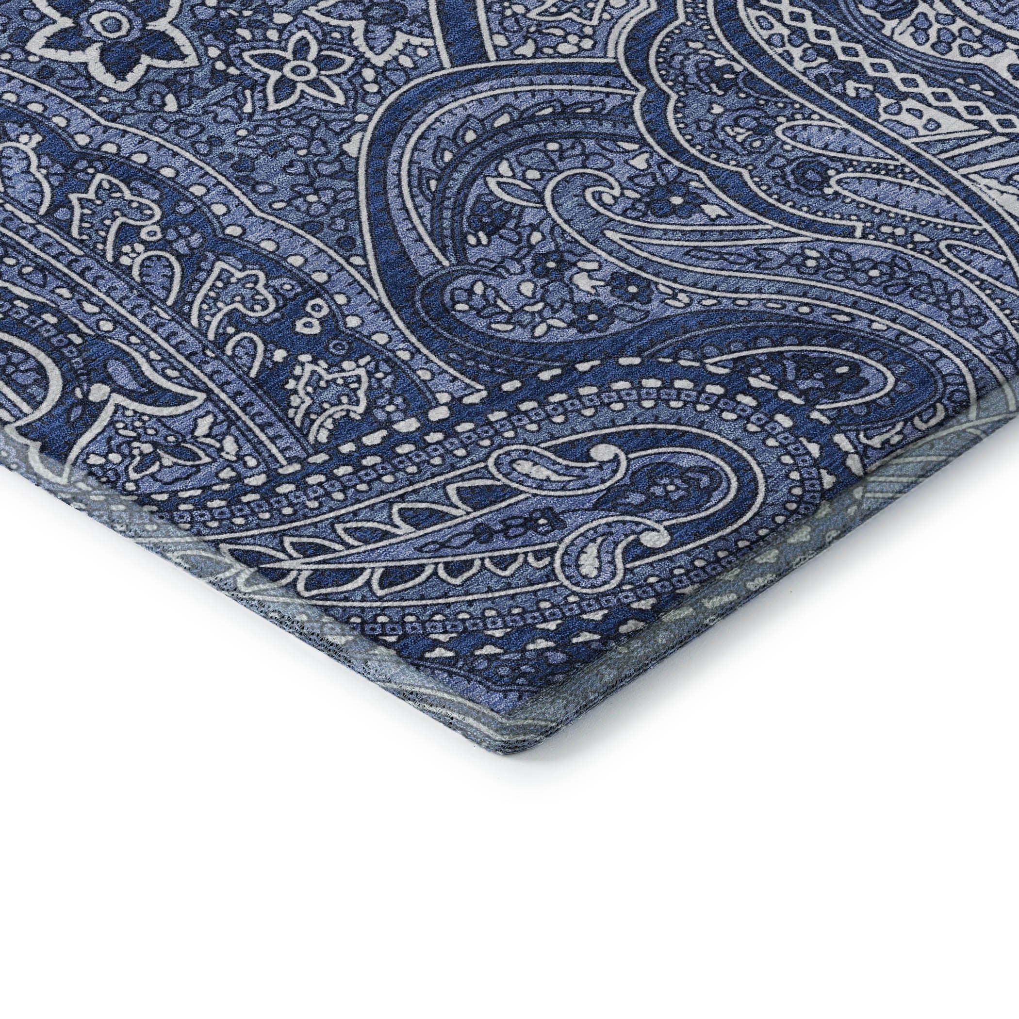 Oaxaca Machine Washable Traditional Navy Blue Rug 1'8" x 2'6" #shape_Rectangle