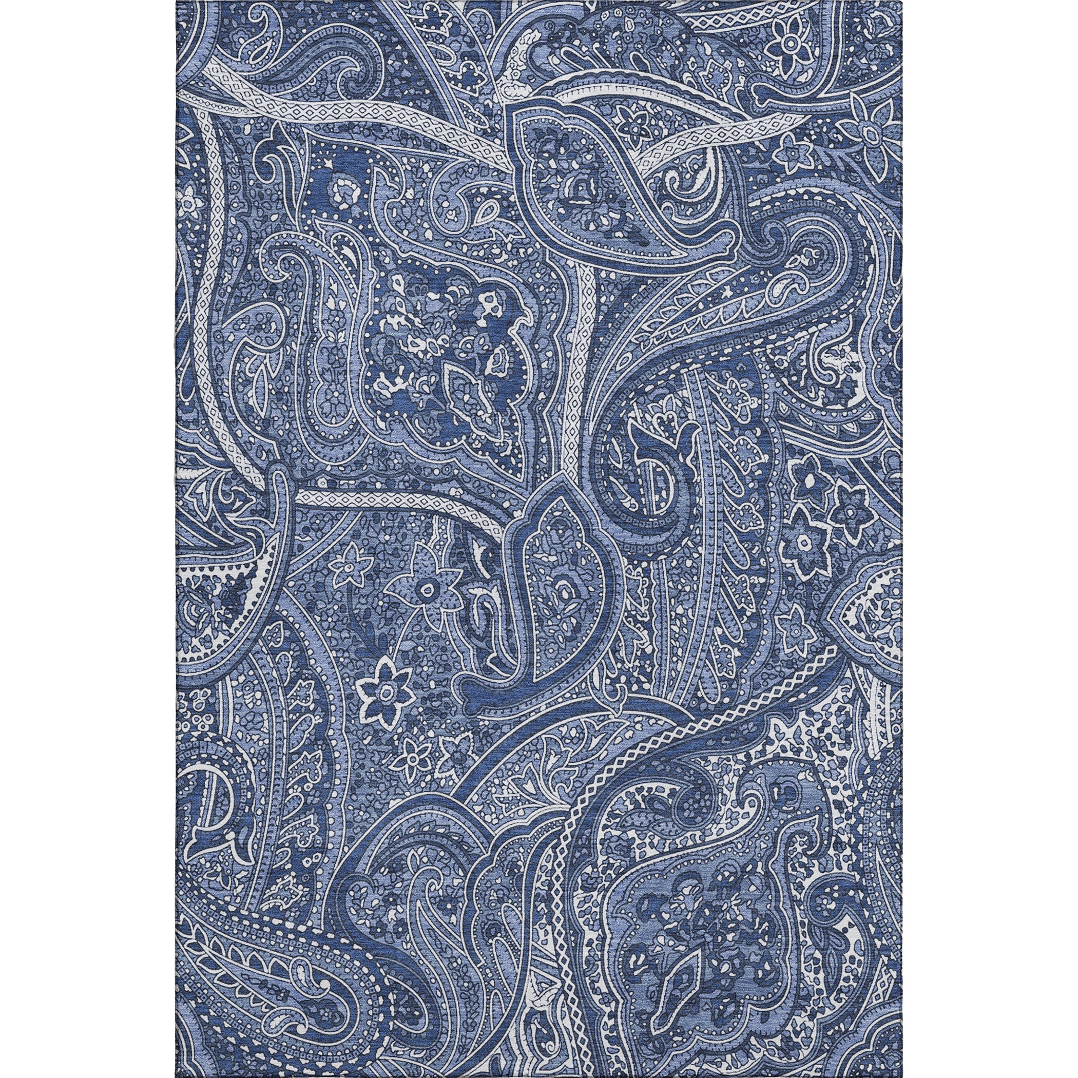 Oaxaca Machine Washable Traditional Navy Blue Rug 2'6" x 3'10" #shape_Rectangle