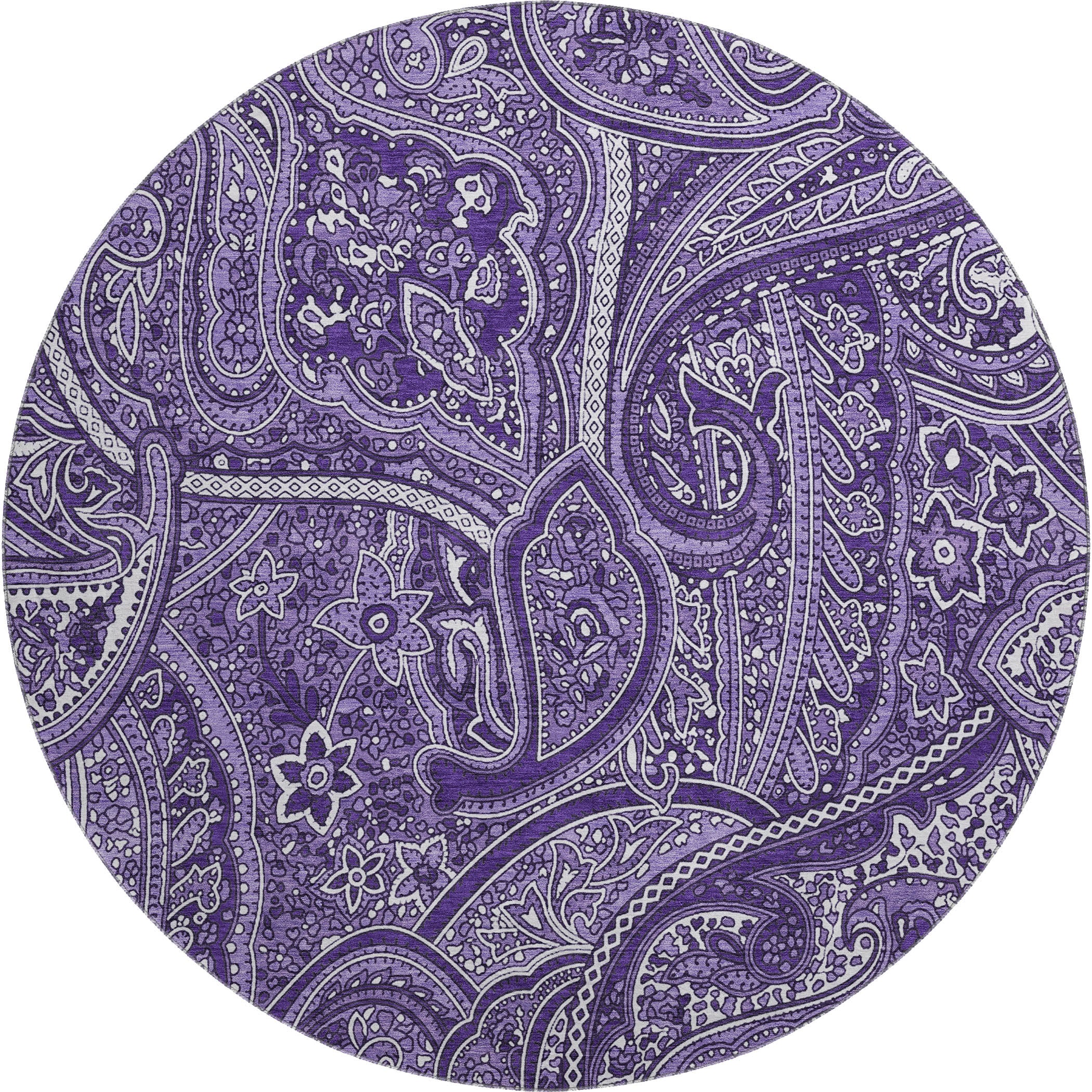 Oaxaca Machine Washable Traditional Purple Rug 8' x 8' #shape_Round