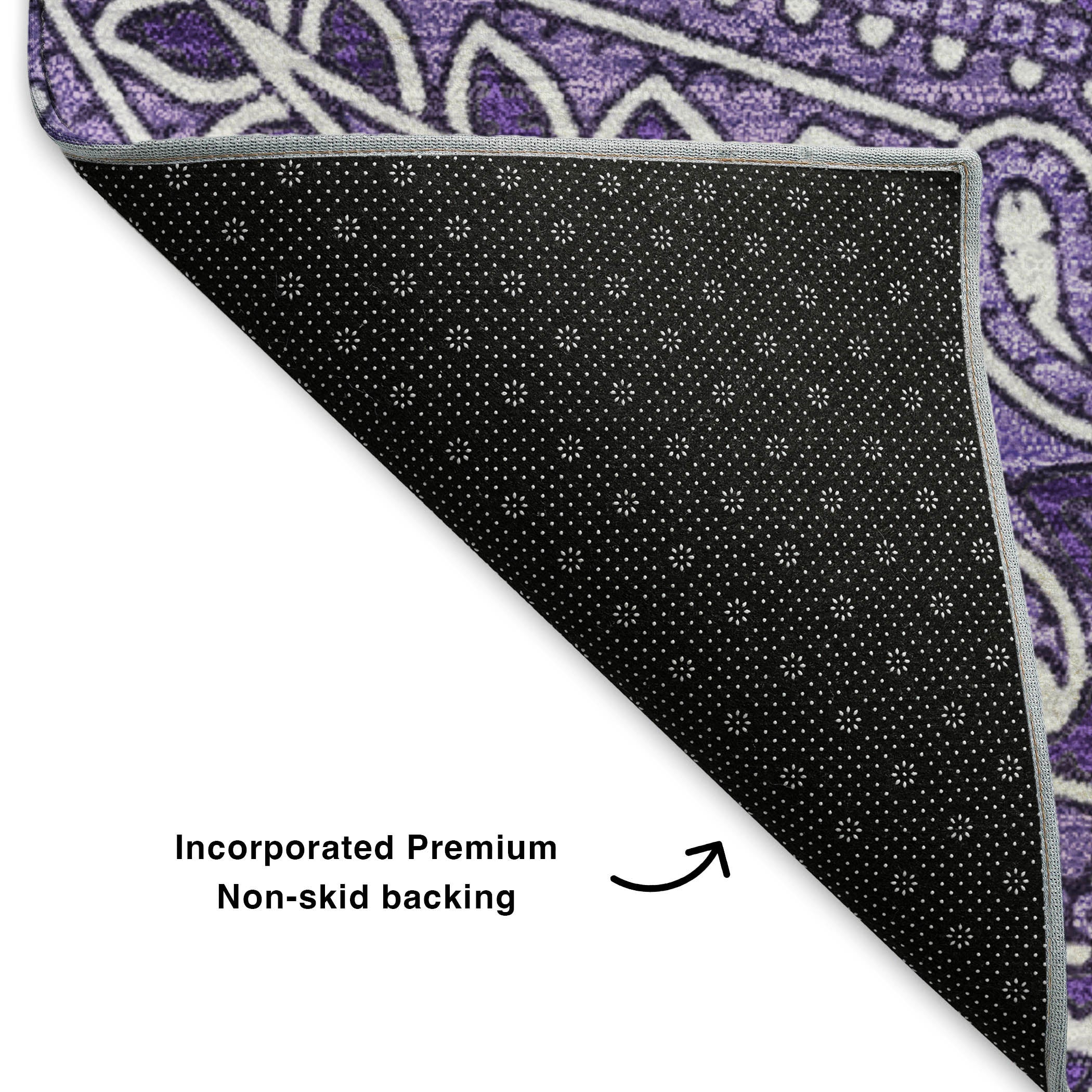 Oaxaca Machine Washable Traditional Purple Rug 1'8" x 2'6" #shape_Rectangle