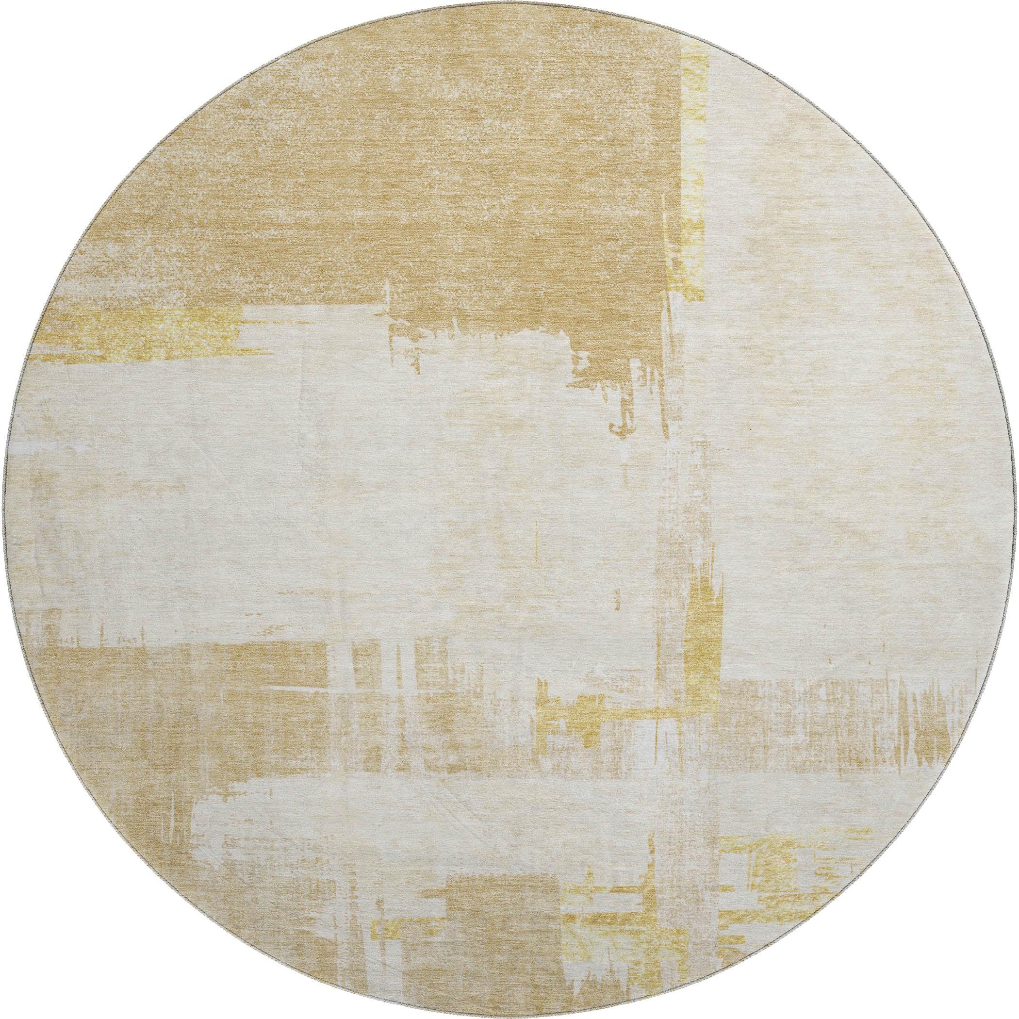 Cairo Machine Washable Traditional Beige Brown Rug 8' x 8' #shape_Round