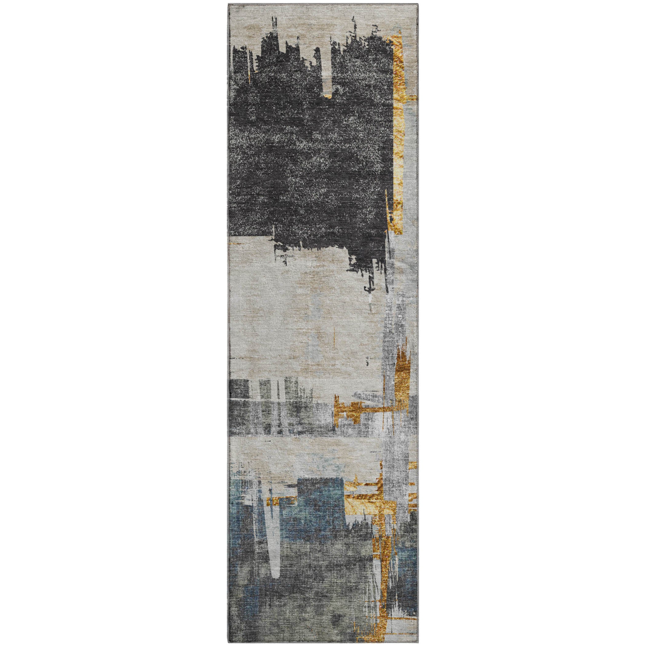 Cairo Machine Washable Traditional Charcoal Gray Rug 2'3" x 7'6" #shape_Runner