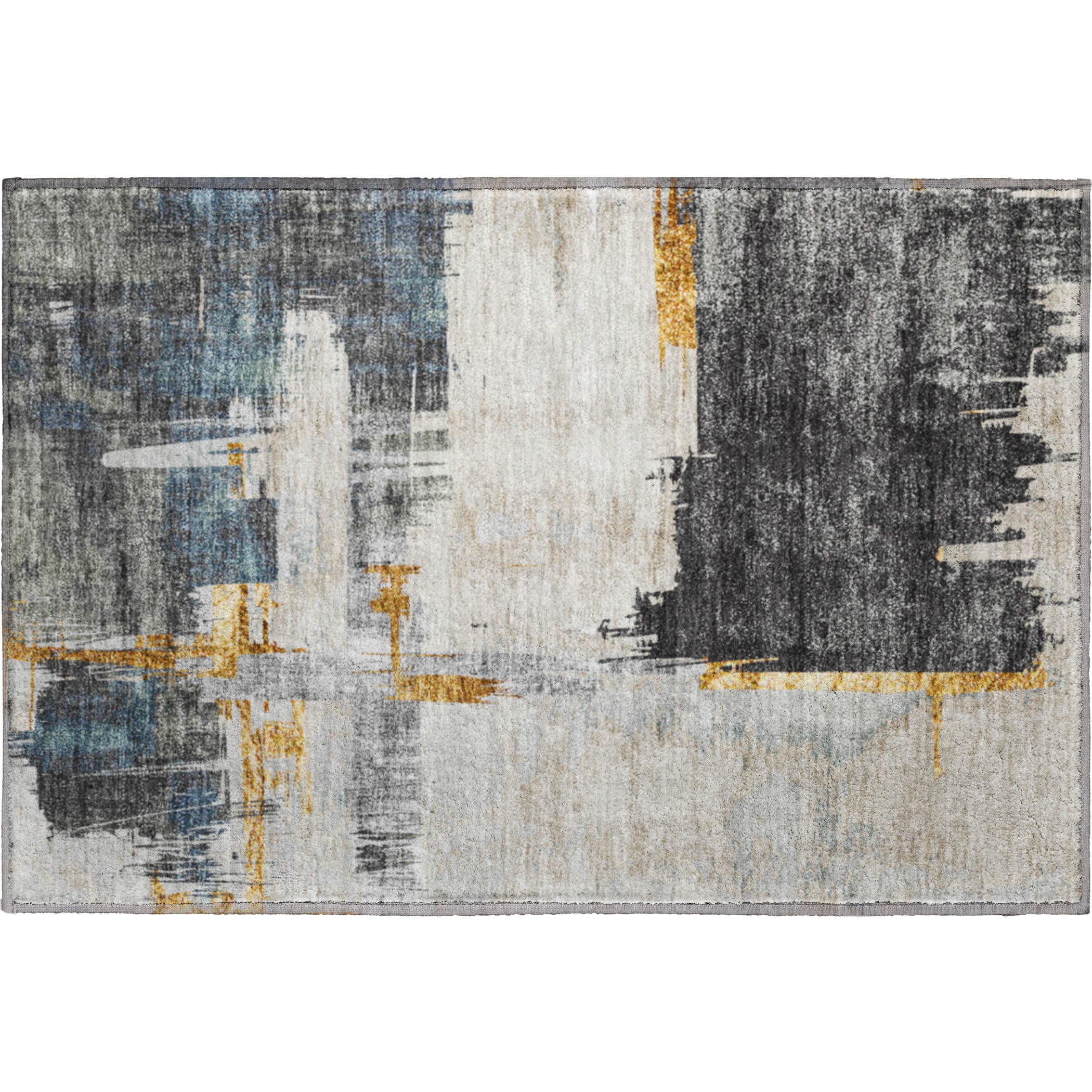 Cairo Machine Washable Traditional Charcoal Gray Rug 1'8" x 2'6" #shape_Rectangle