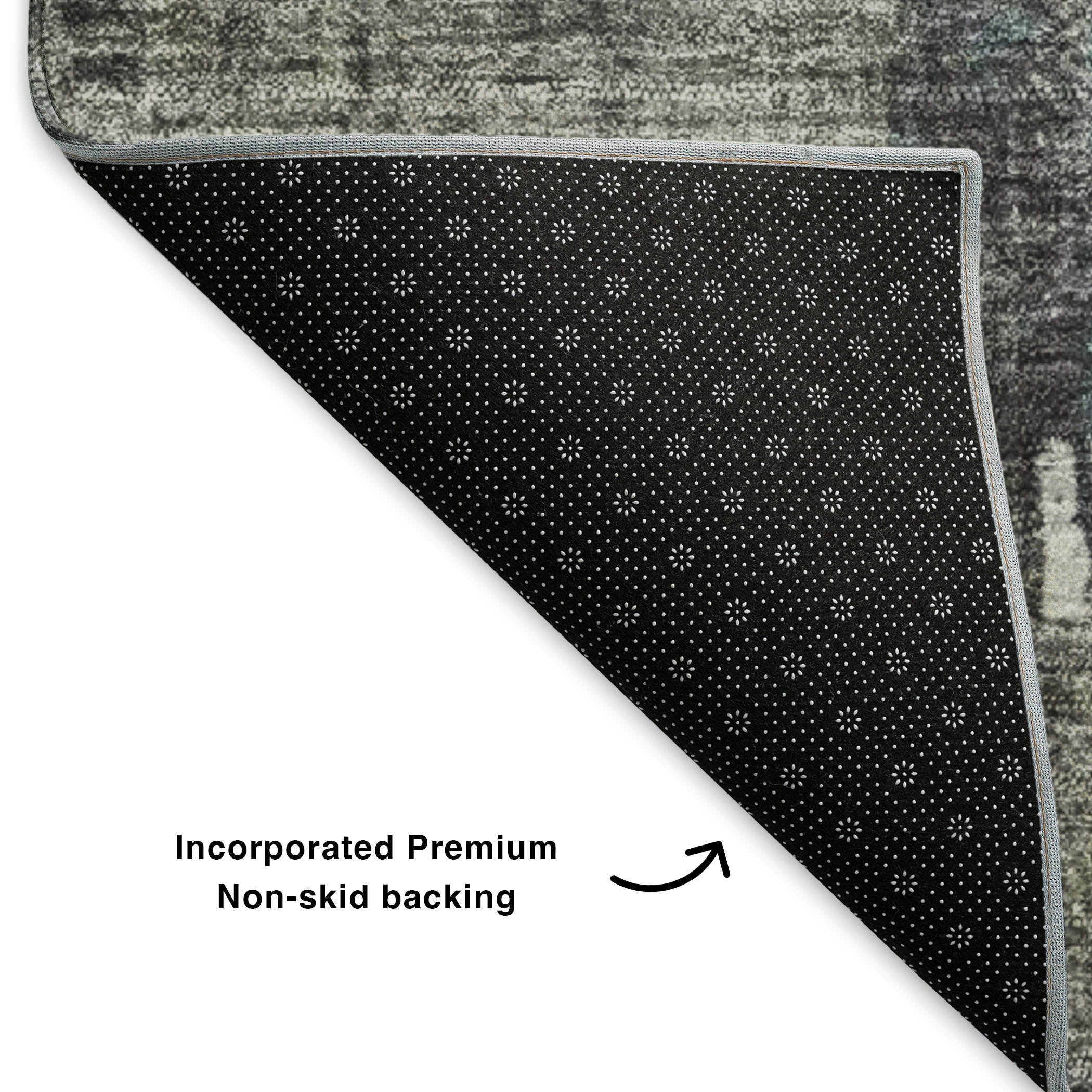 Cairo Machine Washable Traditional Charcoal Gray Rug 1'8" x 2'6" #shape_Rectangle