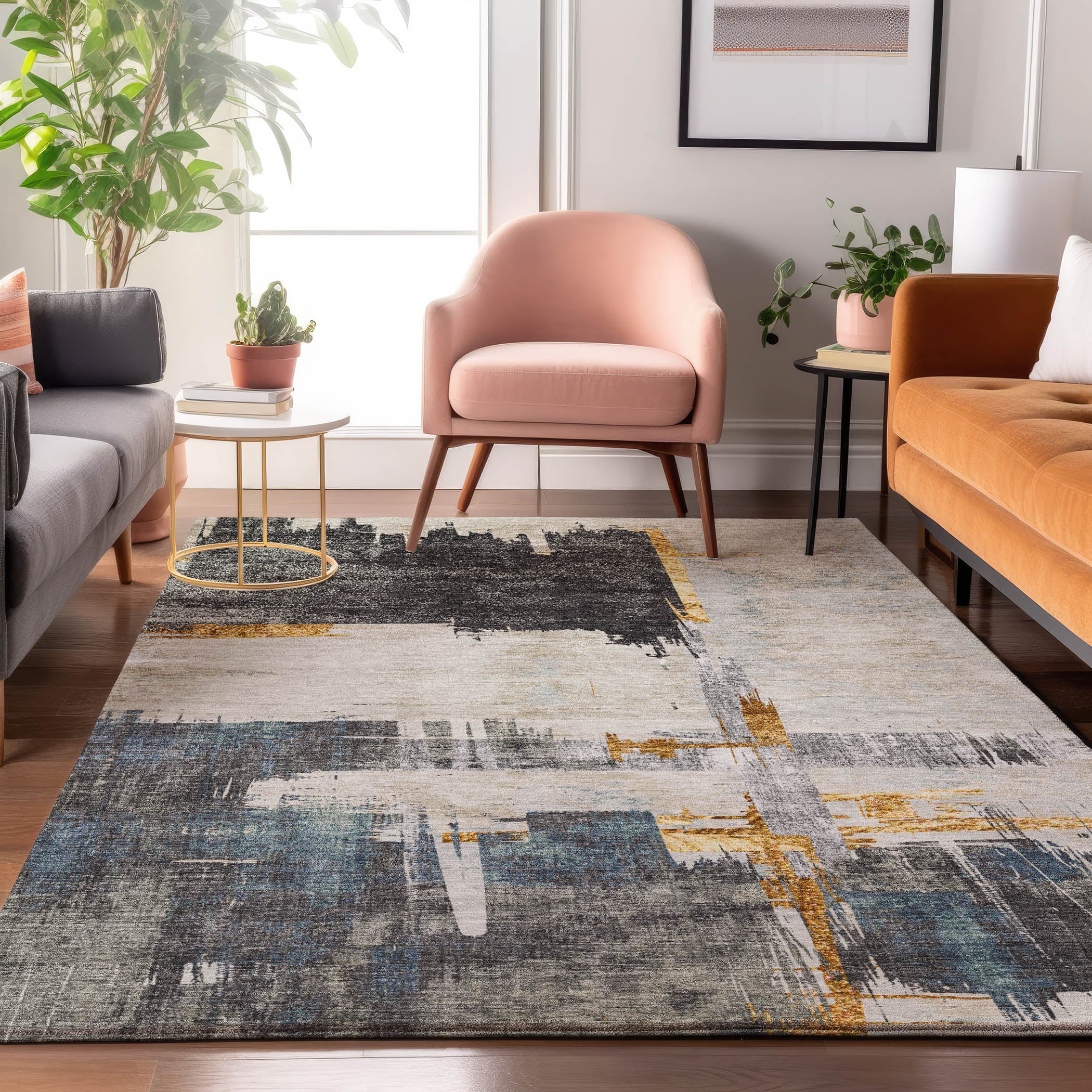 Cairo Machine Washable Traditional Charcoal Gray Rug 2'6" x 3'10" #shape_Rectangle