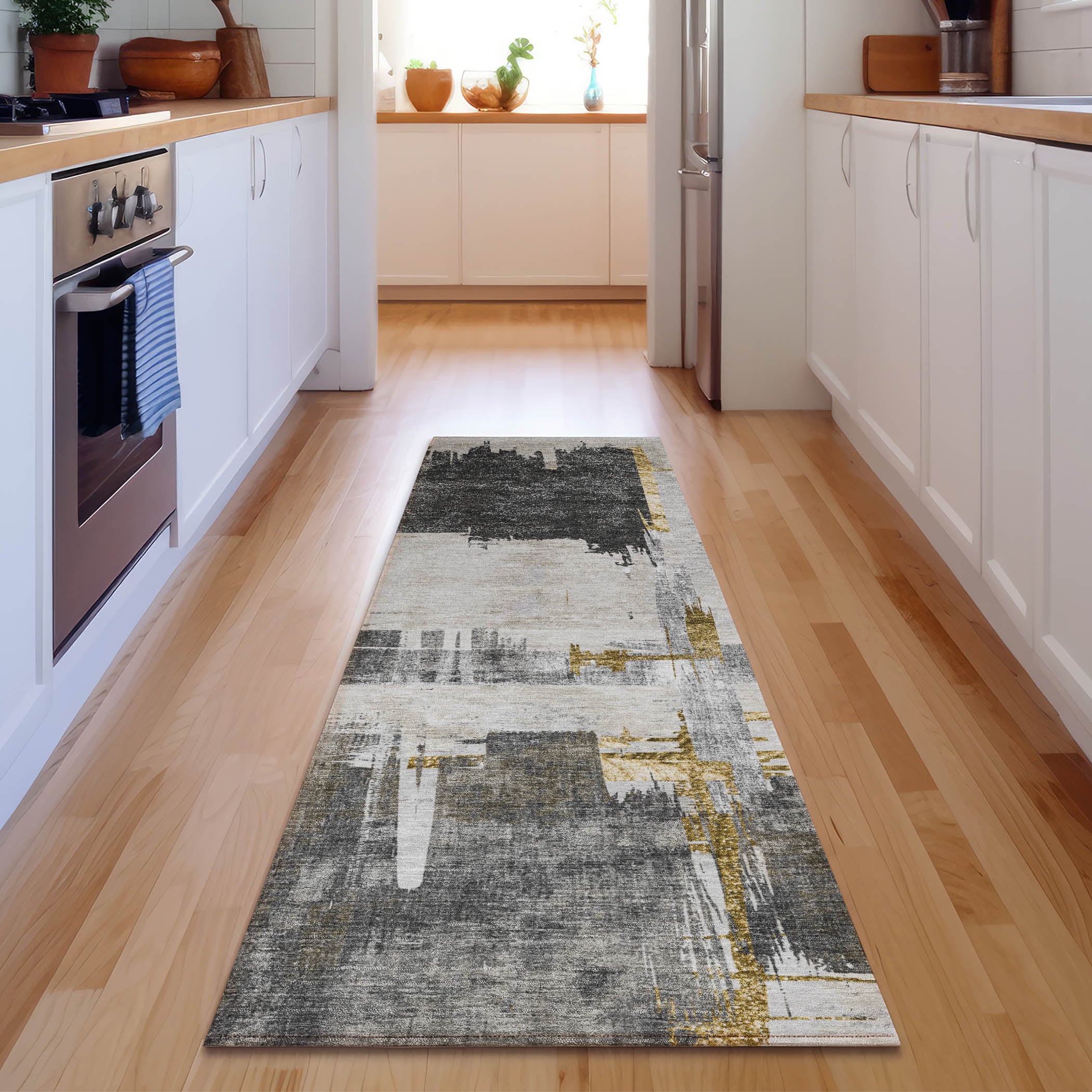 Cairo Machine Washable Traditional Gray Rug 2'3" x 7'6" #shape_Runner