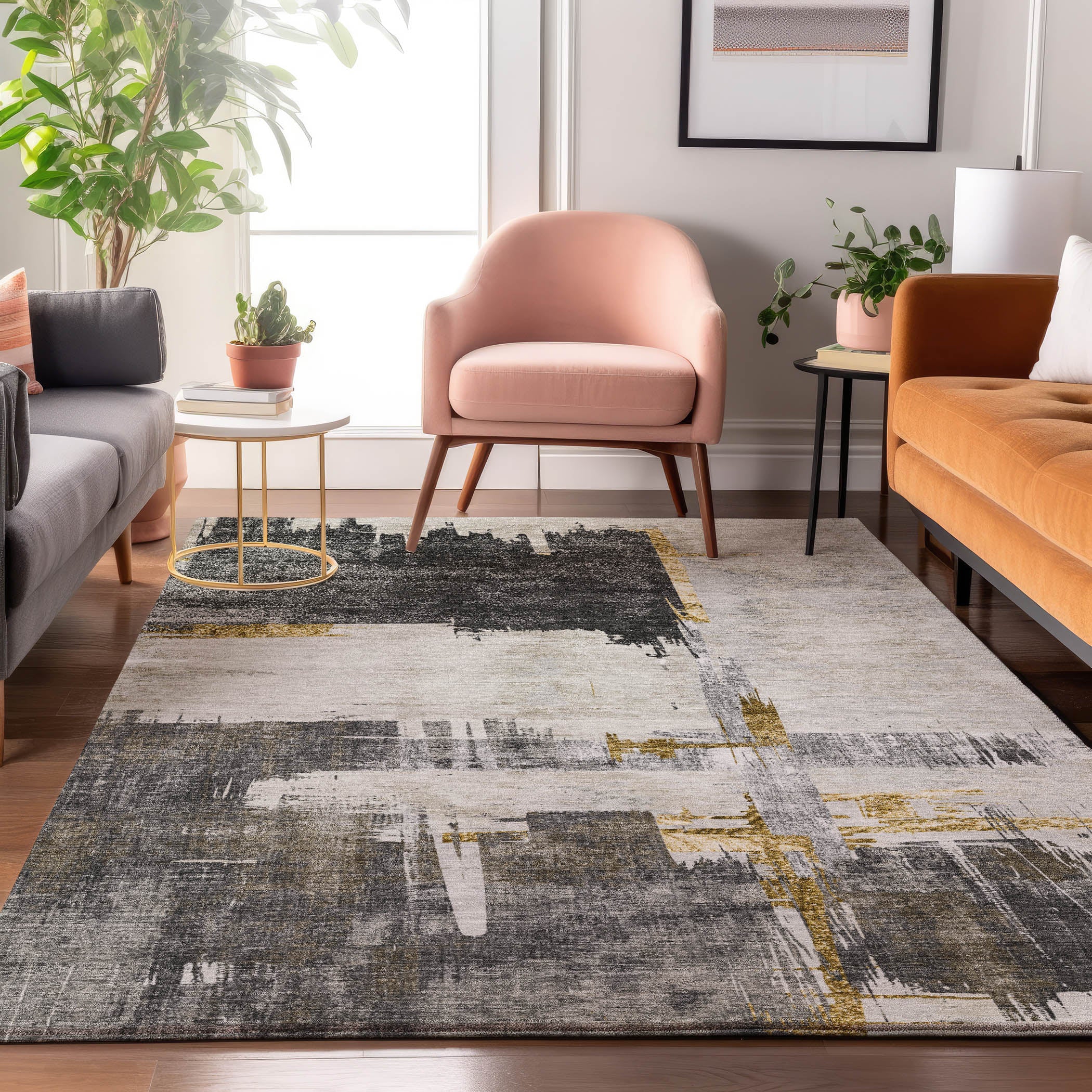 Cairo Machine Washable Traditional Gray Rug 2'6" x 3'10" #shape_Rectangle