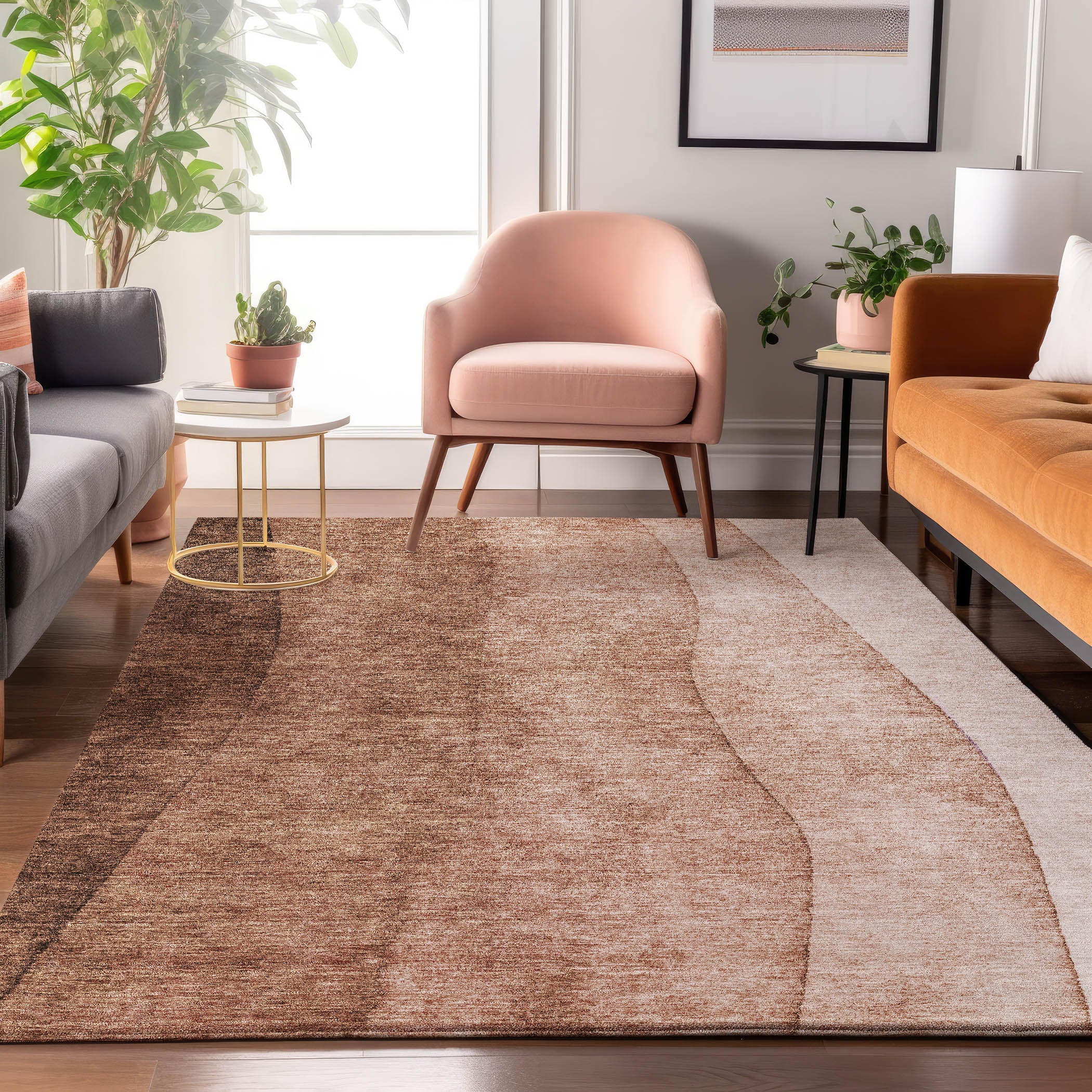 Lucerne Machine Washable Transitional Brown Rug 2'6" x 3'10" #shape_Rectangle