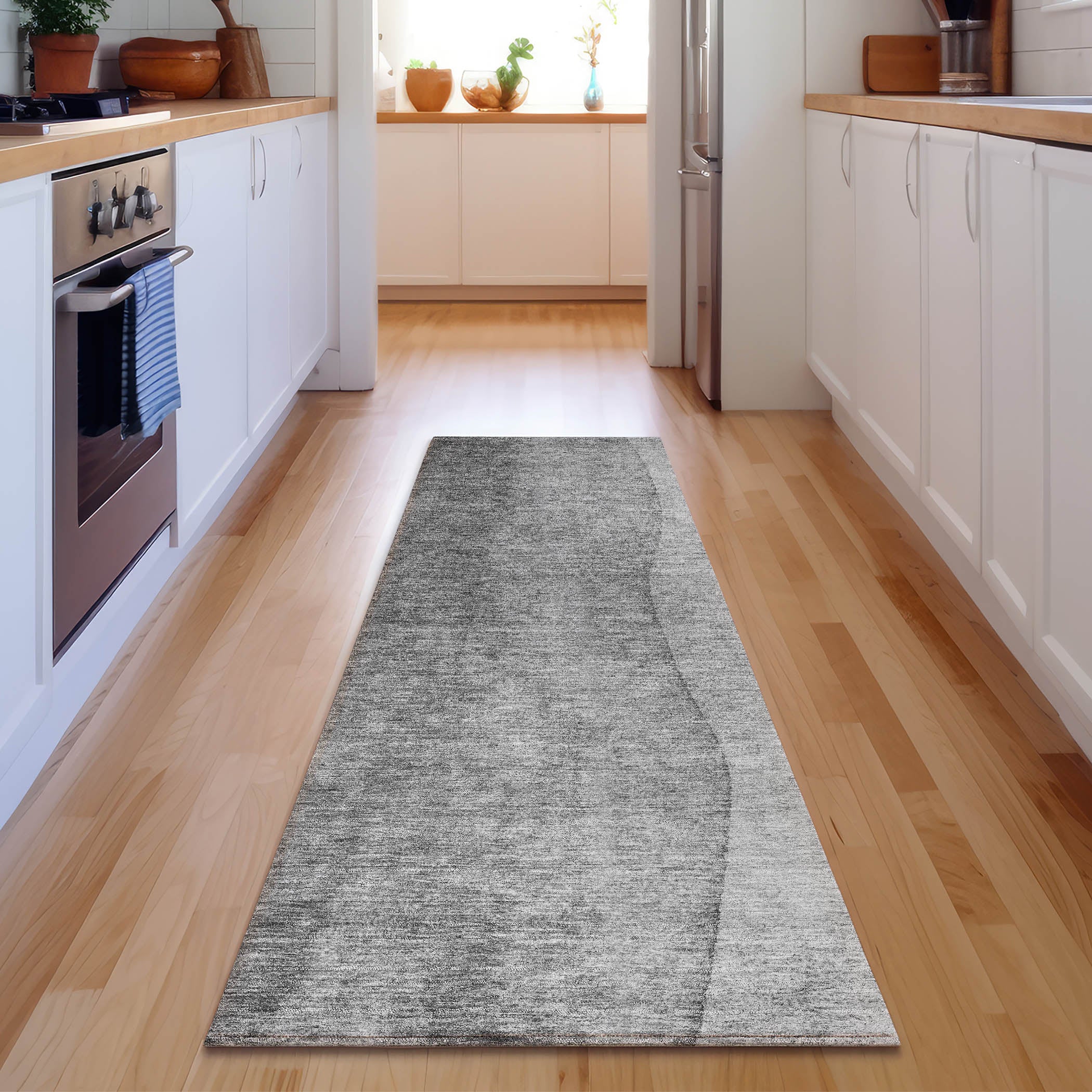 Lucerne Machine Washable Transitional Gray Rug 2'3" x 7'6" #shape_Runner