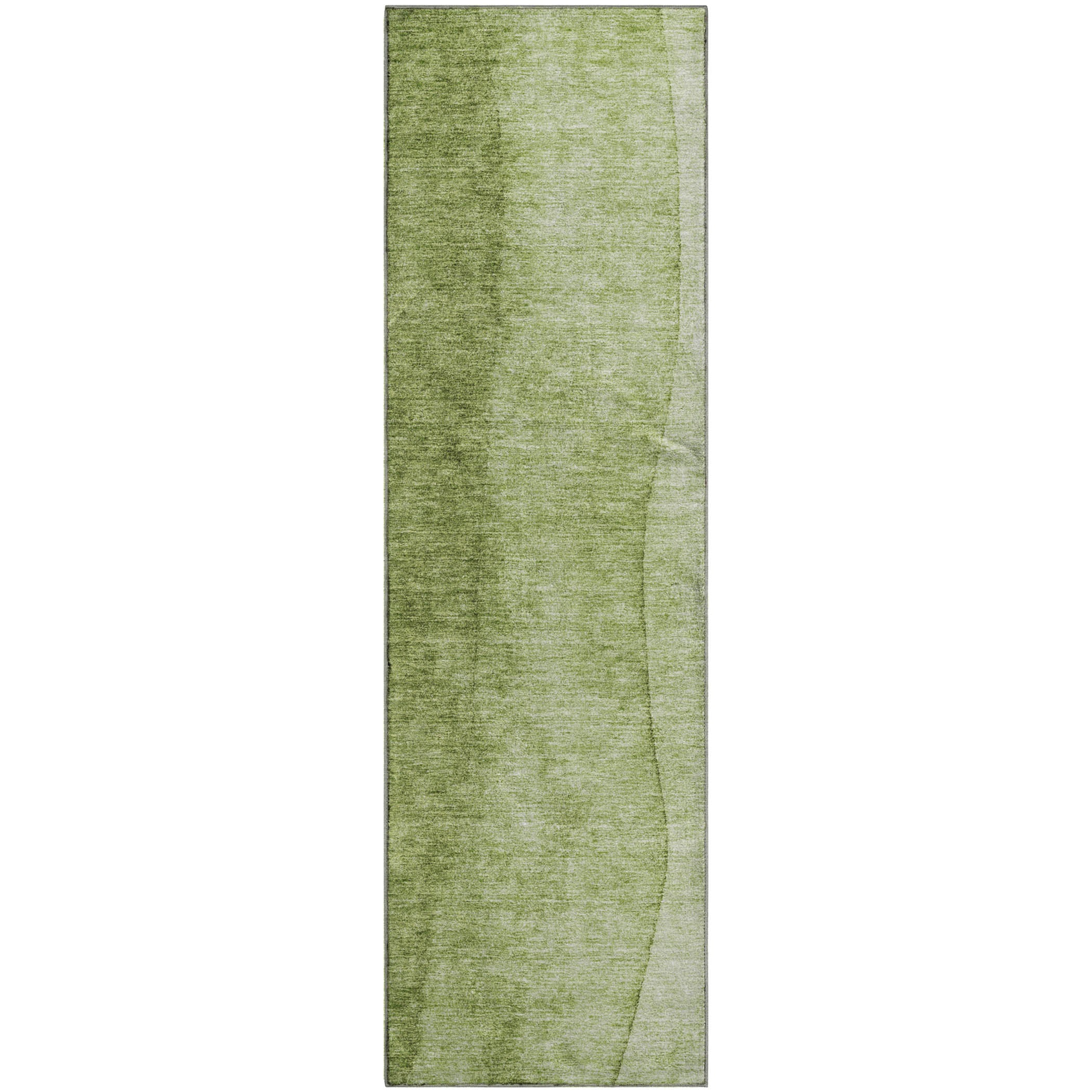 Lucerne Machine Washable Transitional Olive Green Rug 2'3" x 7'6" #shape_Runner