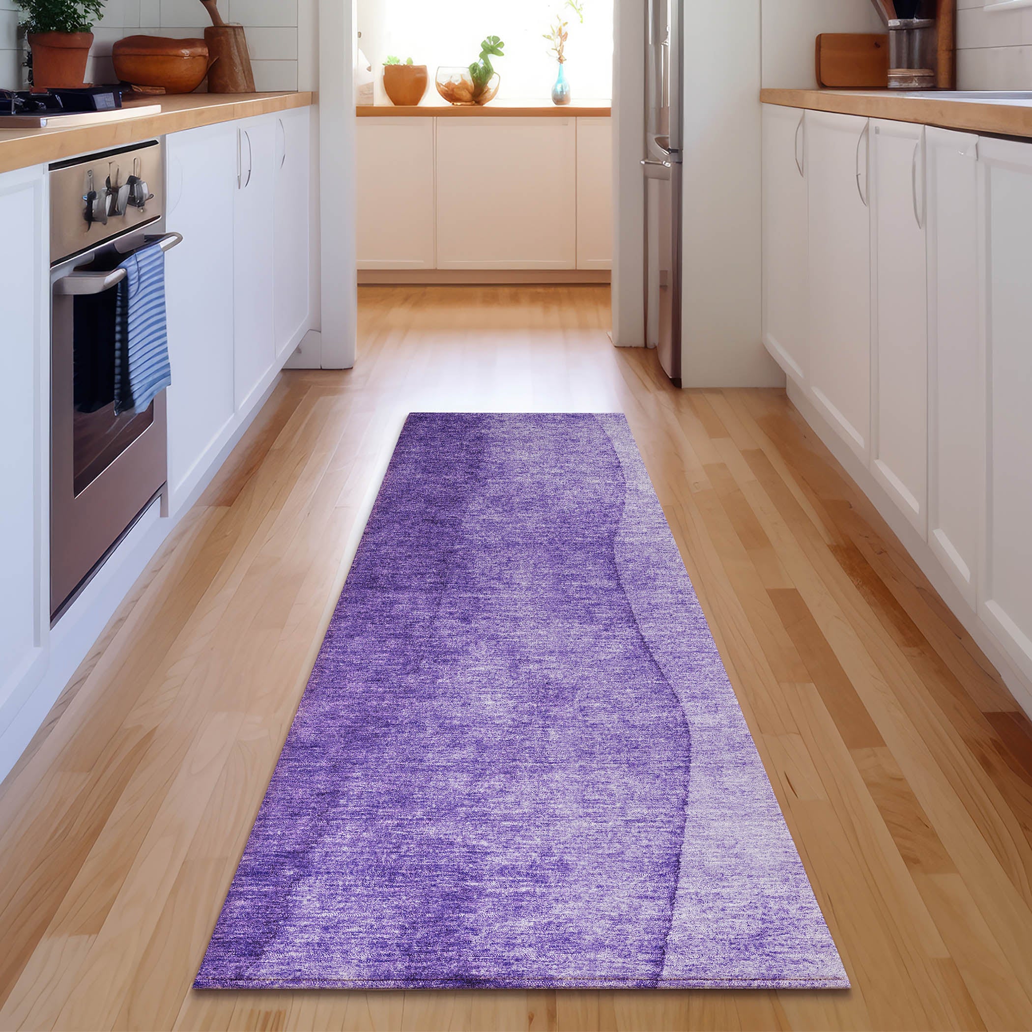 Lucerne Machine Washable Transitional Purple Rug 2'3" x 7'6" #shape_Runner