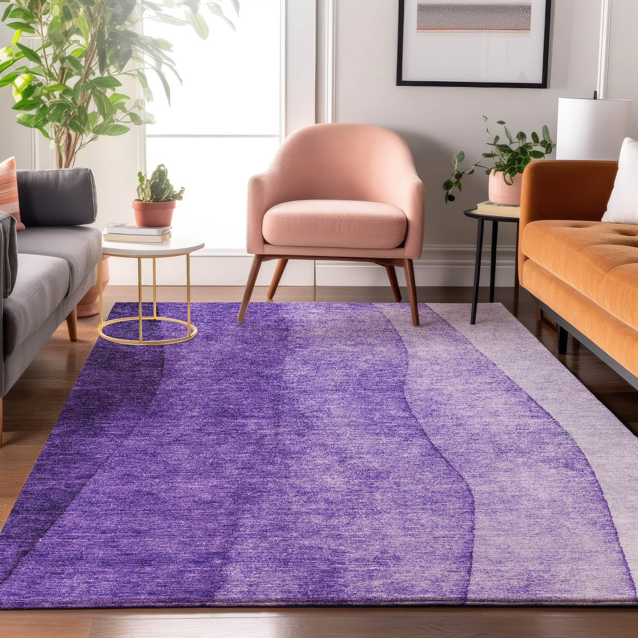 Lucerne Machine Washable Transitional Purple Rug 2'6" x 3'10" #shape_Rectangle