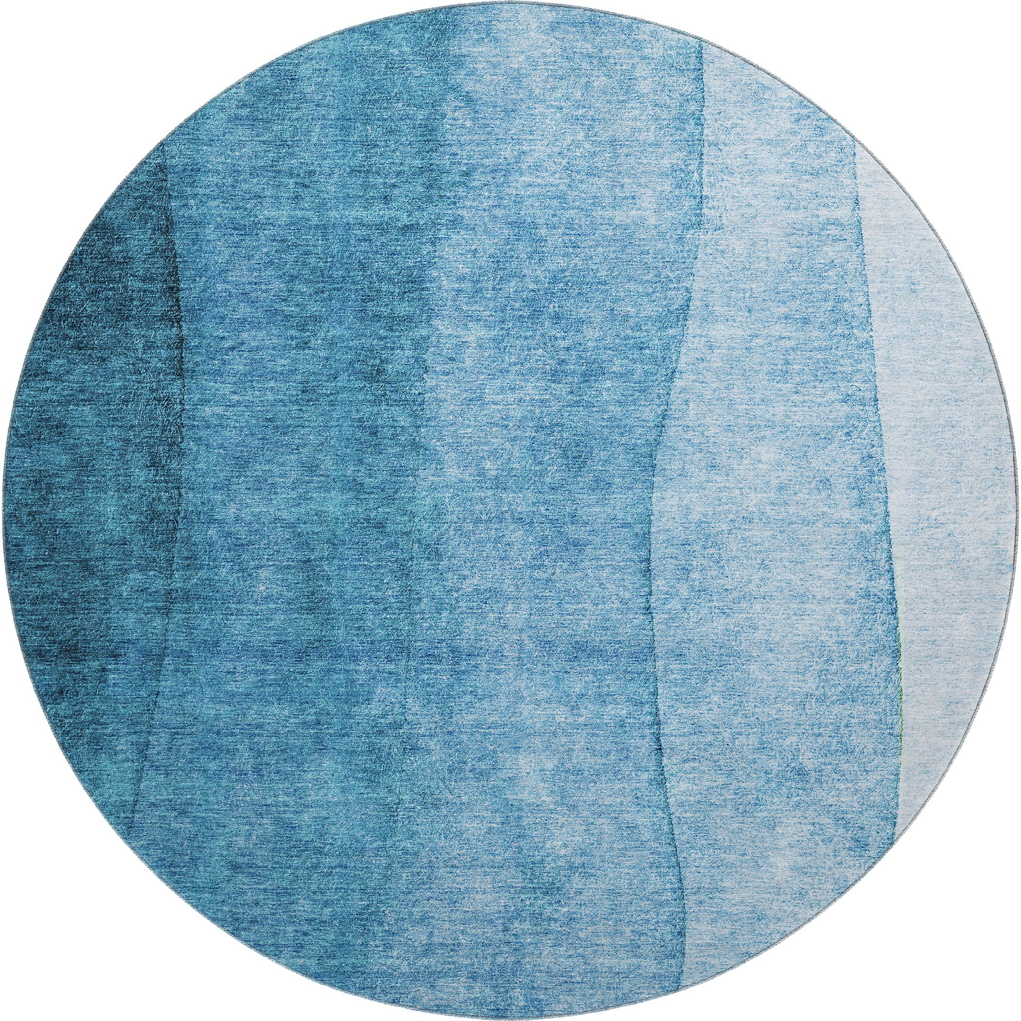 Lucerne Machine Washable Transitional Teal Rug 8' x 8' #shape_Round