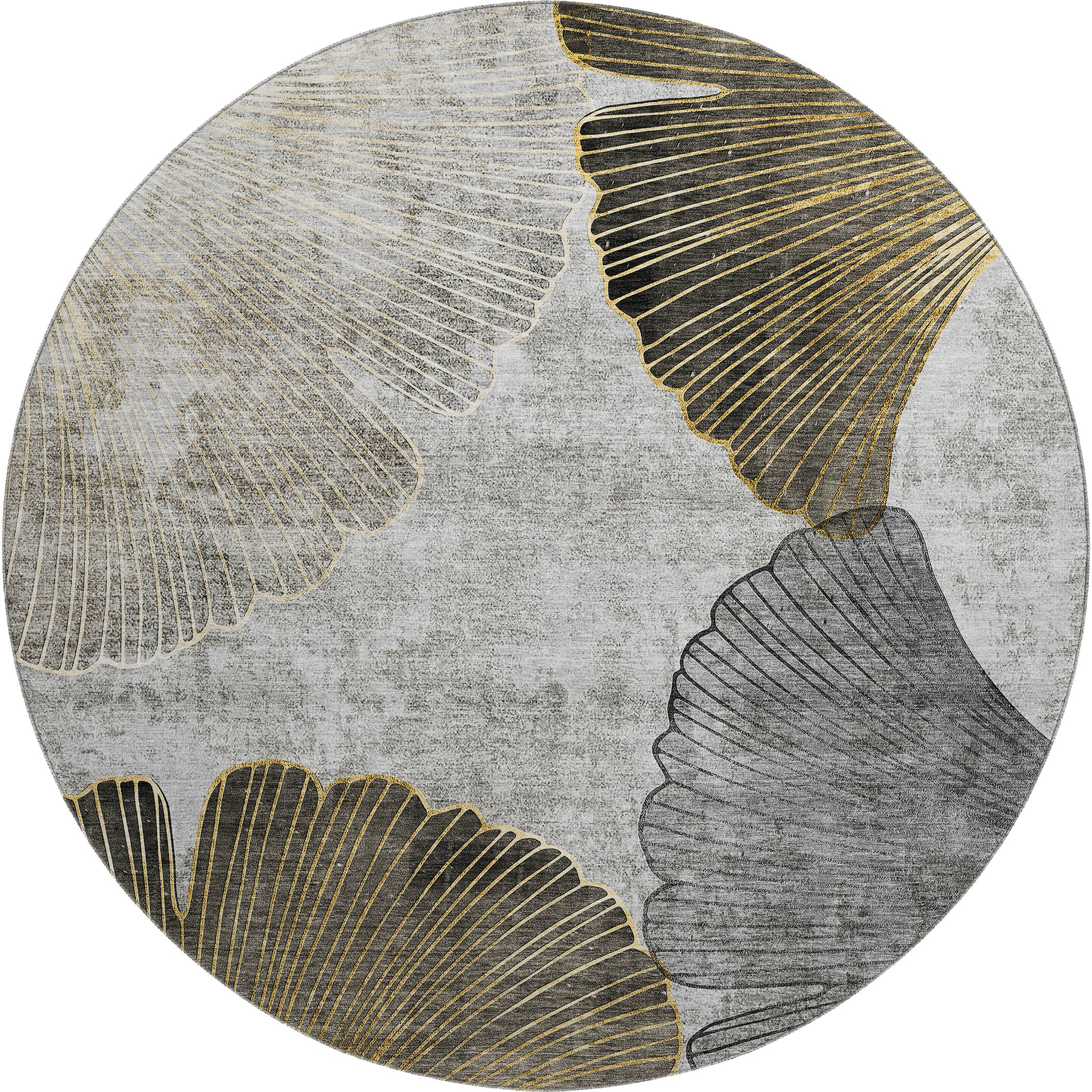 Sarajevo Machine Washable Transitional Gray Rug 8' x 8' #shape_Round