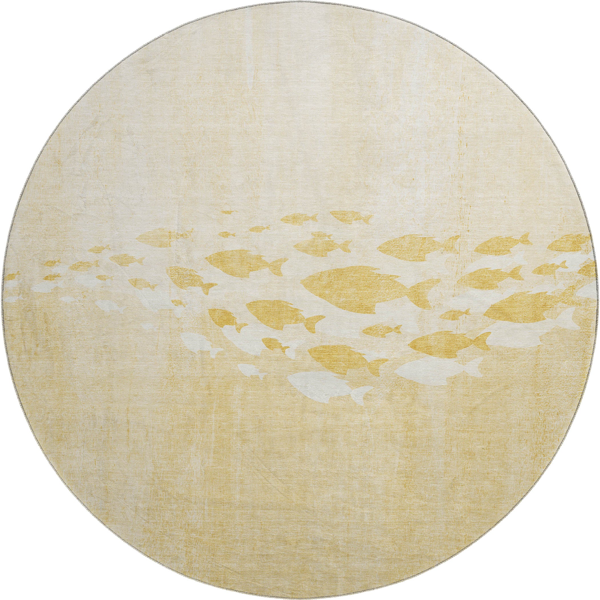 Athens Machine Washable Transitional Gold Rug 8' x 8' #shape_Round
