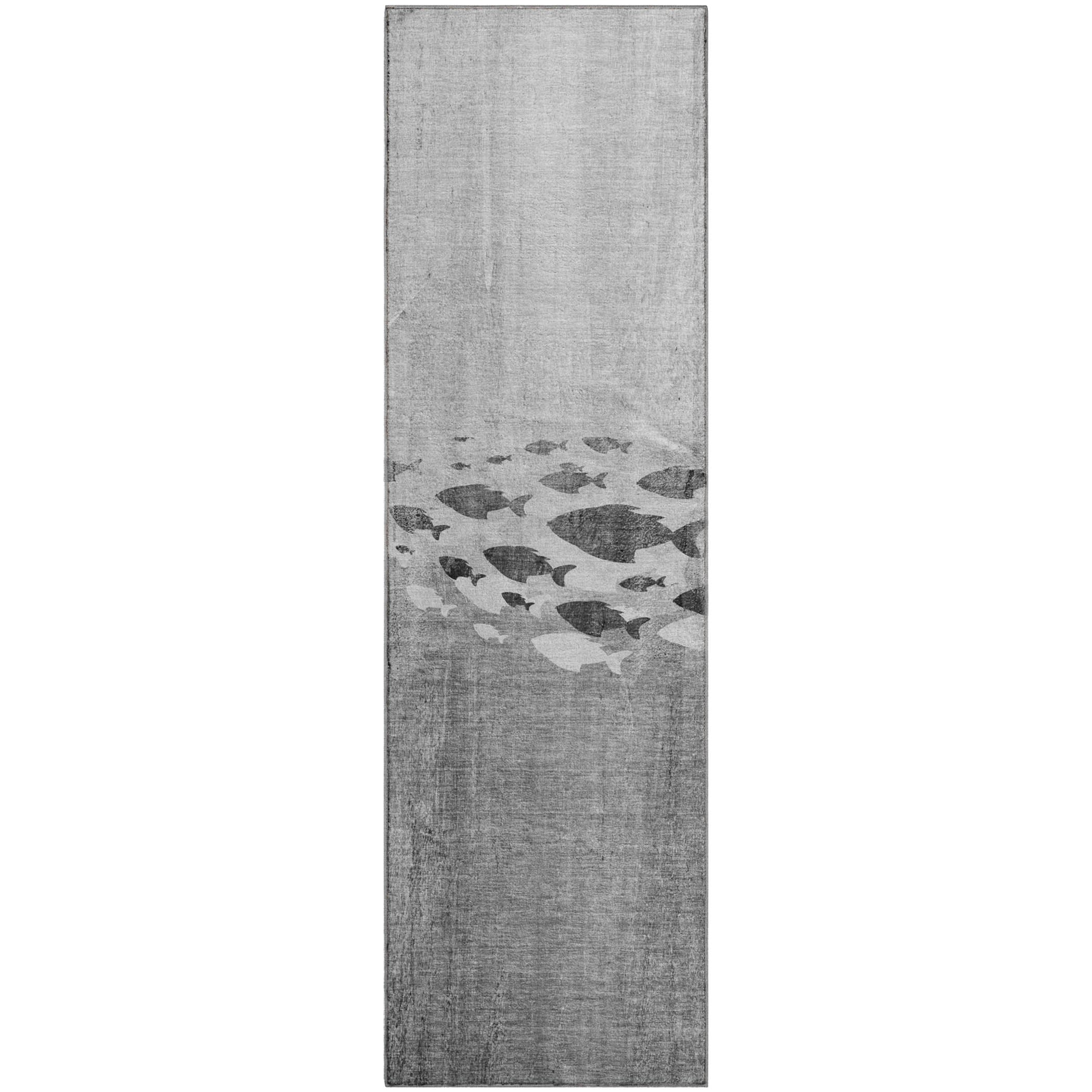 Athens Machine Washable Transitional Gray Rug 2'3" x 7'6" #shape_Runner