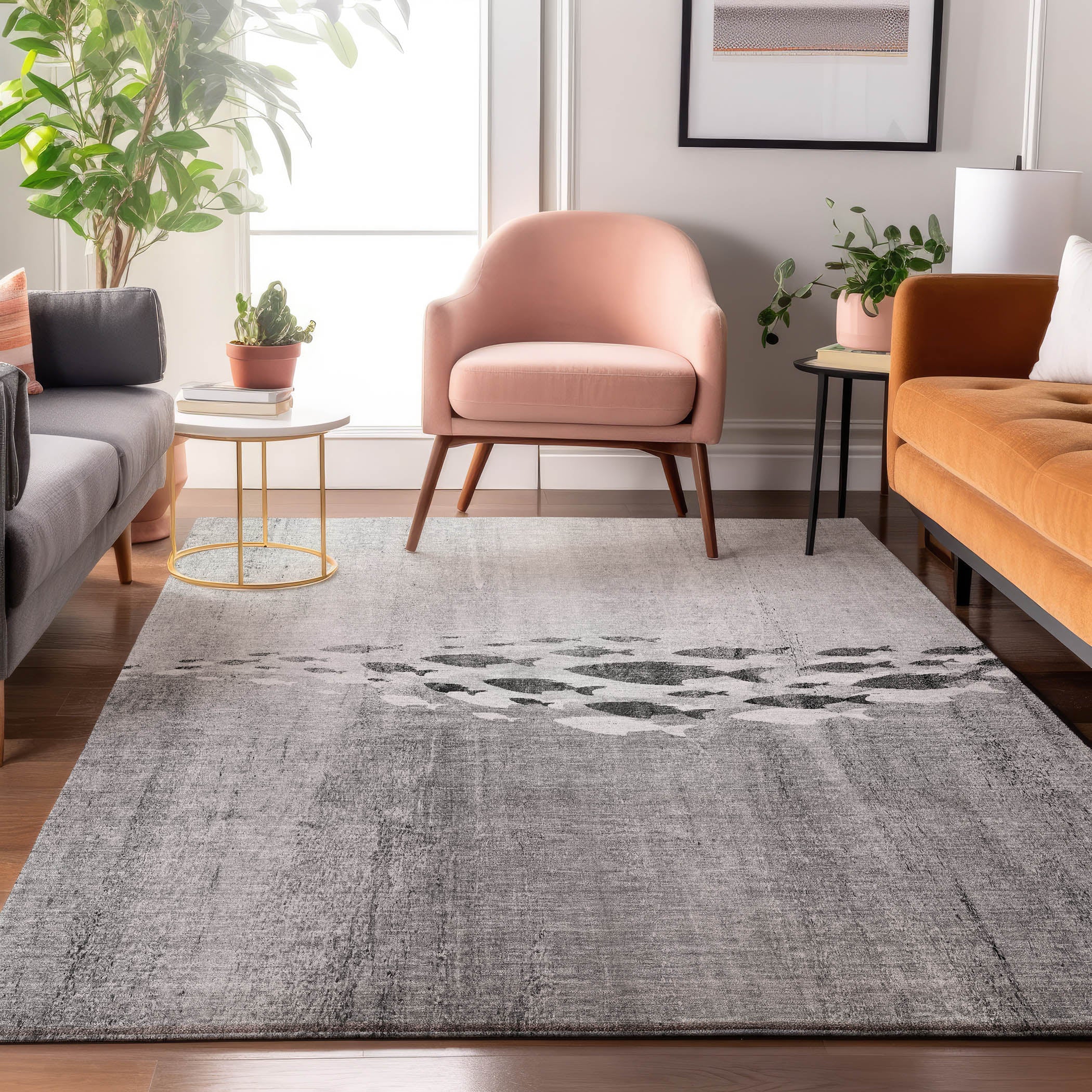 Athens Machine Washable Transitional Gray Rug 2'6" x 3'10" #shape_Rectangle