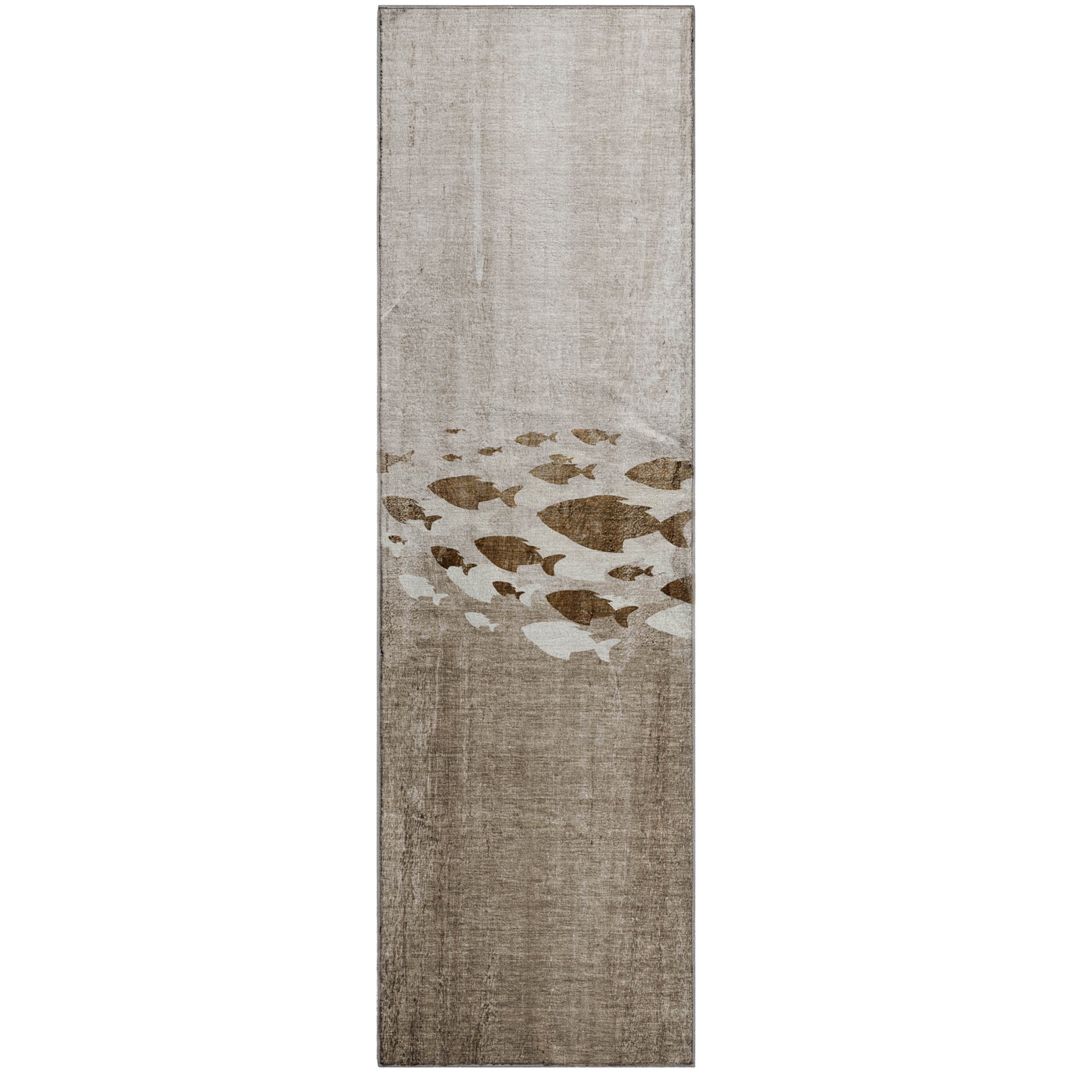 Athens Machine Washable Transitional Taupe Brown Rug 2'3" x 7'6" #shape_Runner