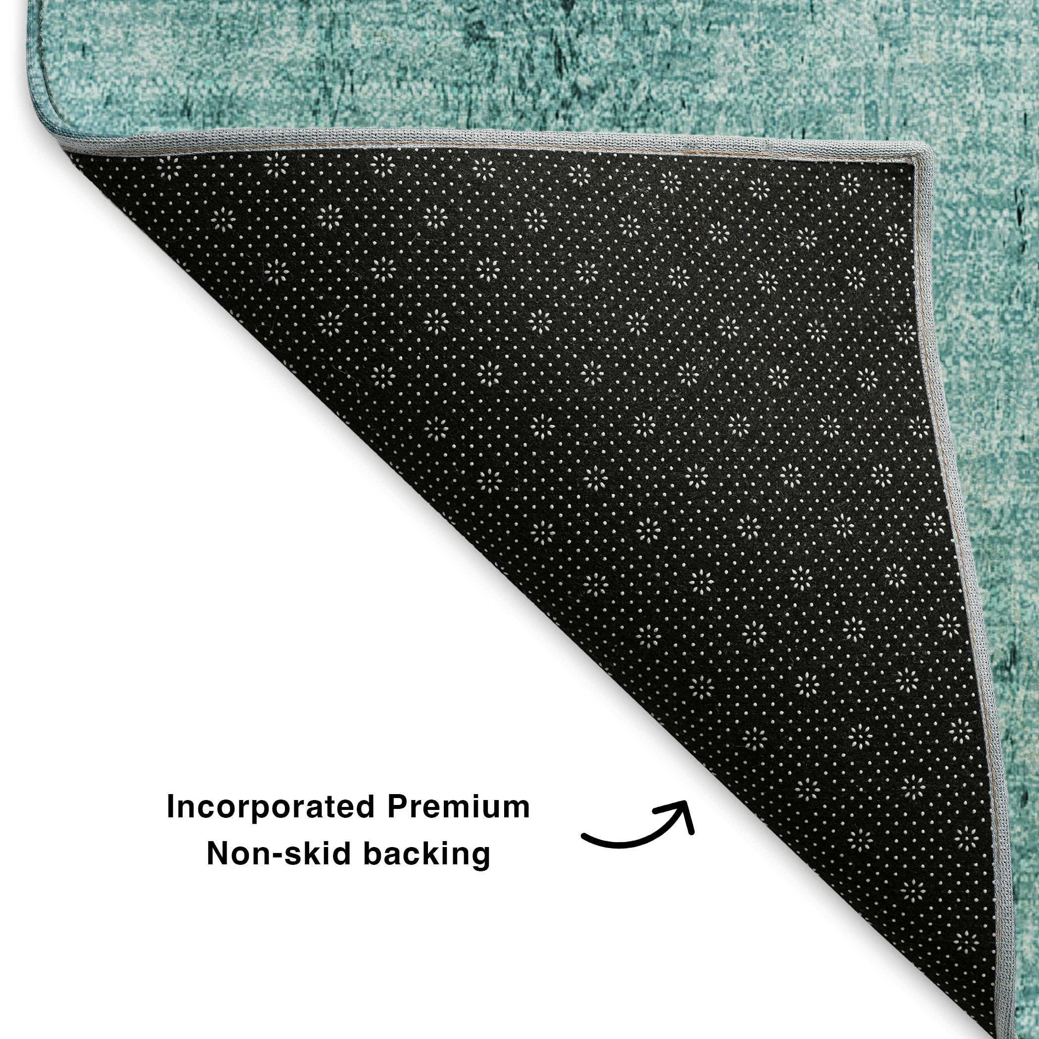 Athens Machine Washable Transitional Teal Rug 1'8" x 2'6" #shape_Rectangle