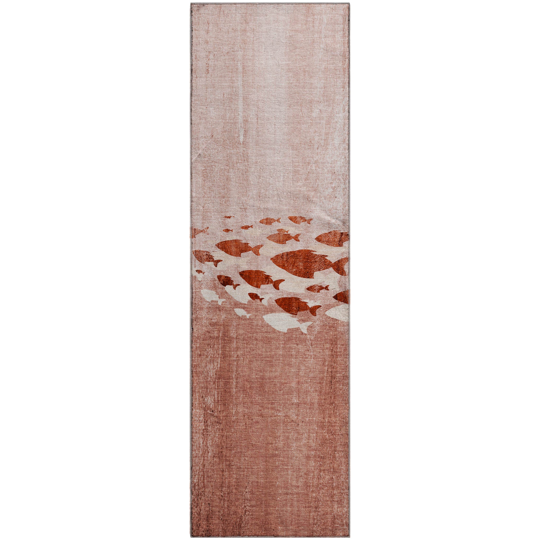 Athens Machine Washable Transitional Terracotta Orange Rug 2'3" x 7'6" #shape_Runner