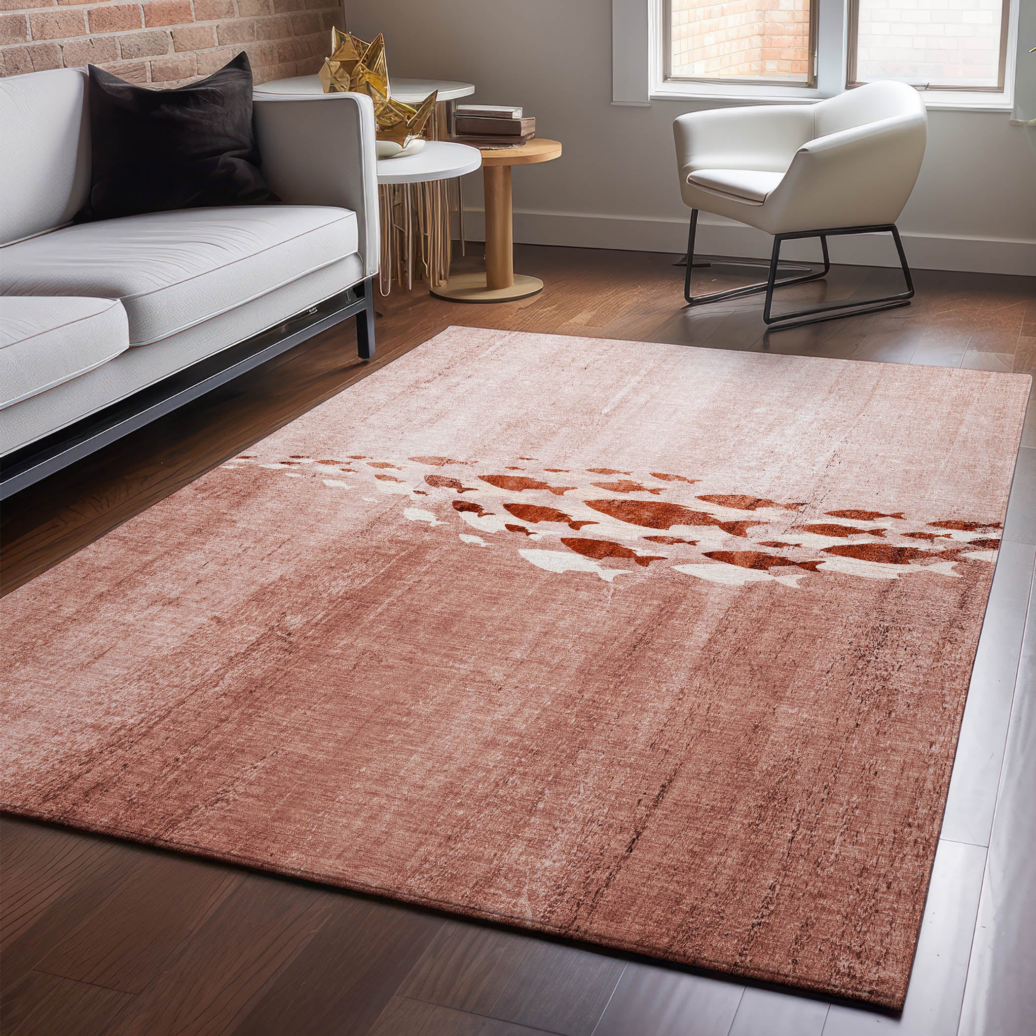 Athens Machine Washable Transitional Terracotta Orange Rug 2'6" x 3'10" #shape_Rectangle