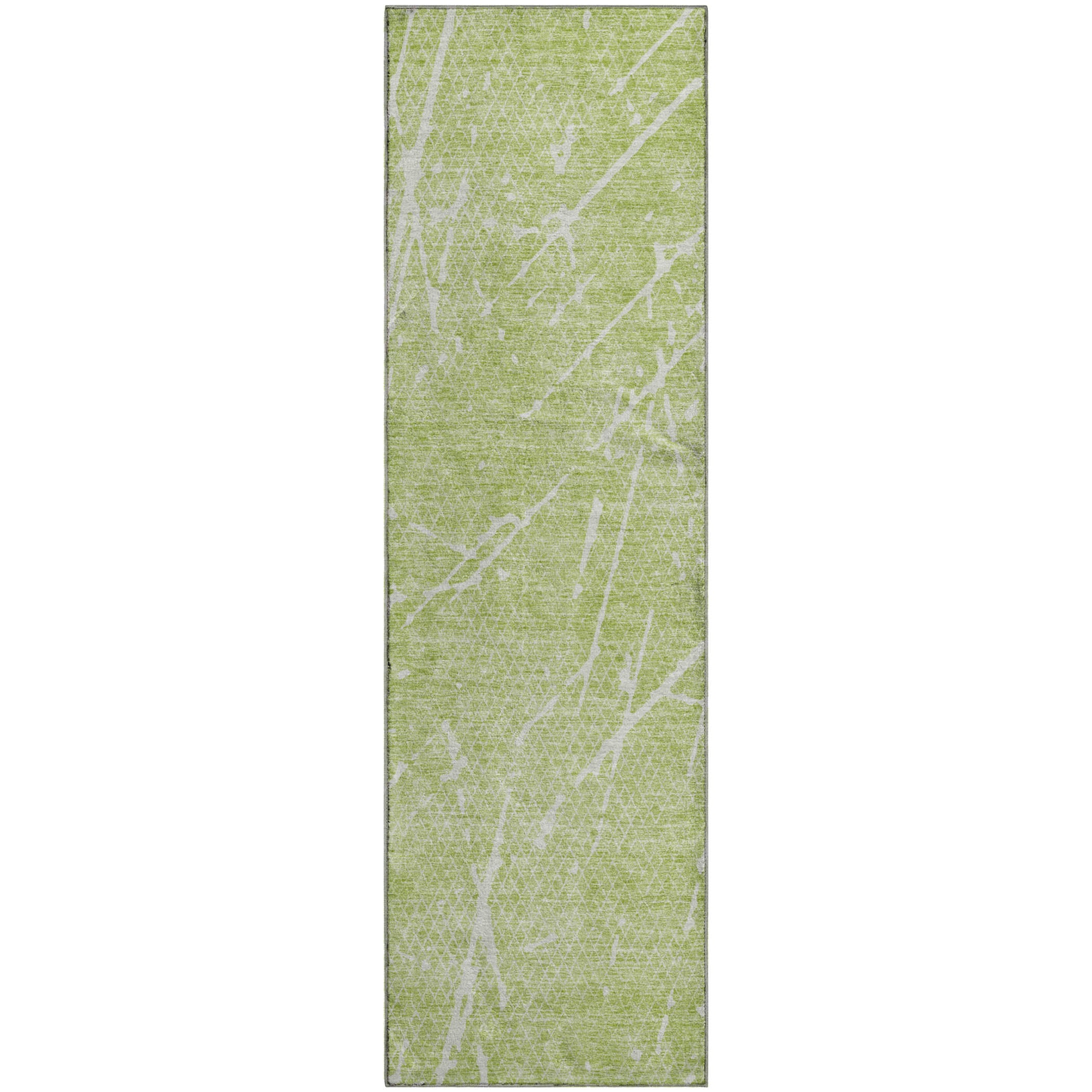 Luang Prabang Machine Washable Transitional Aloe Green Rug 2'3" x 7'6" #shape_Runner