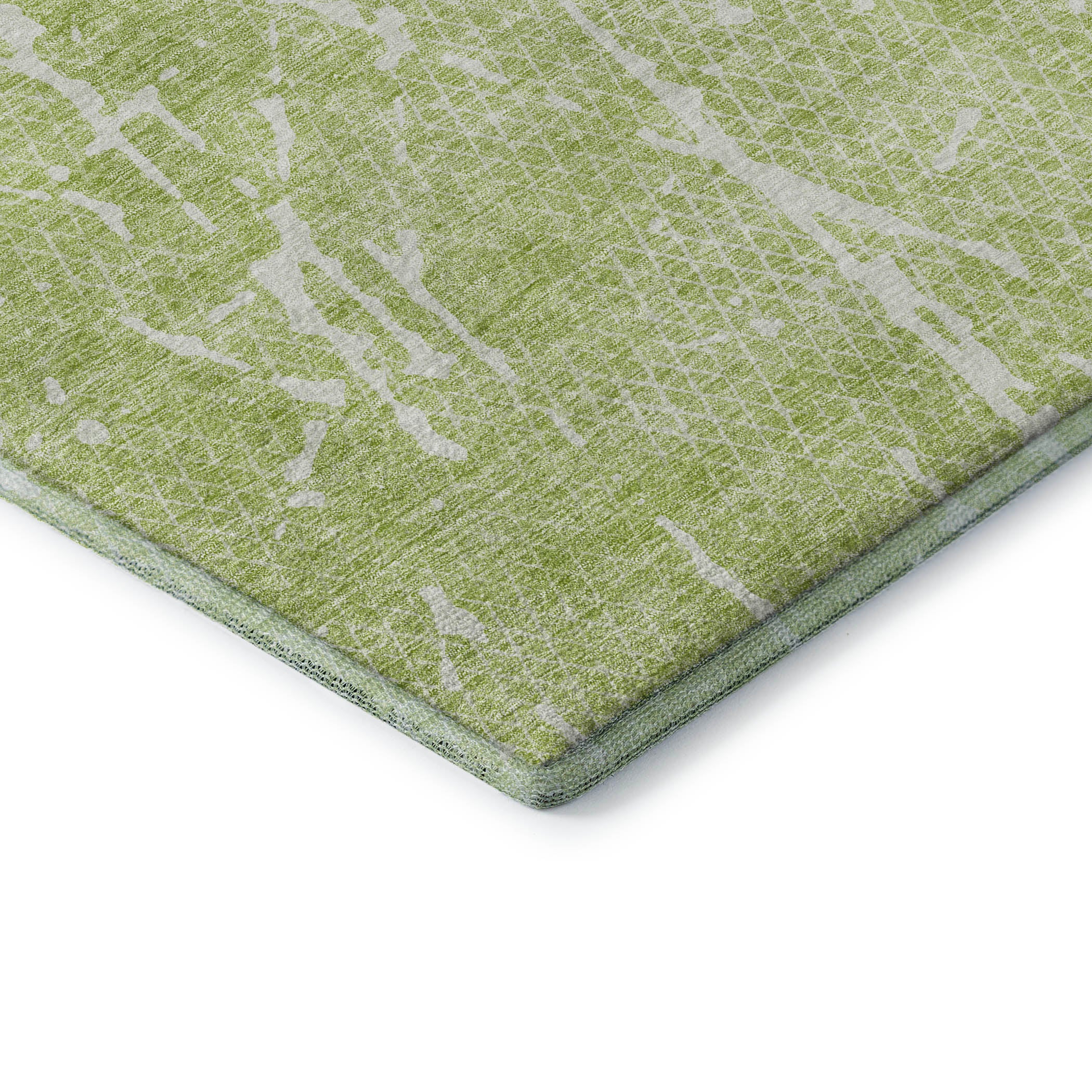 Luang Prabang Machine Washable Transitional Aloe Green Rug 1'8" x 2'6" #shape_Rectangle