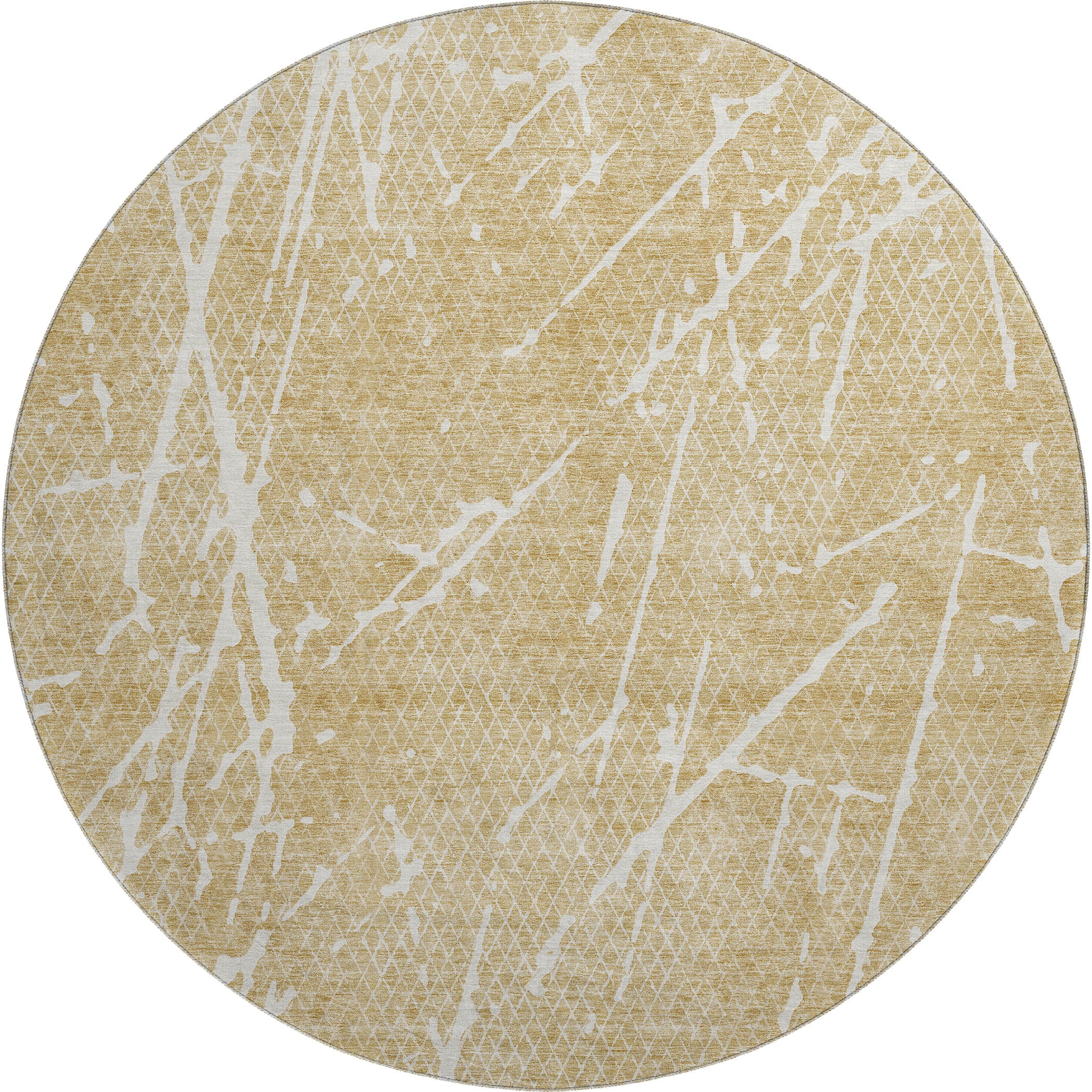 Luang Prabang Machine Washable Transitional Beige Brown Rug 8' x 8' #shape_Round