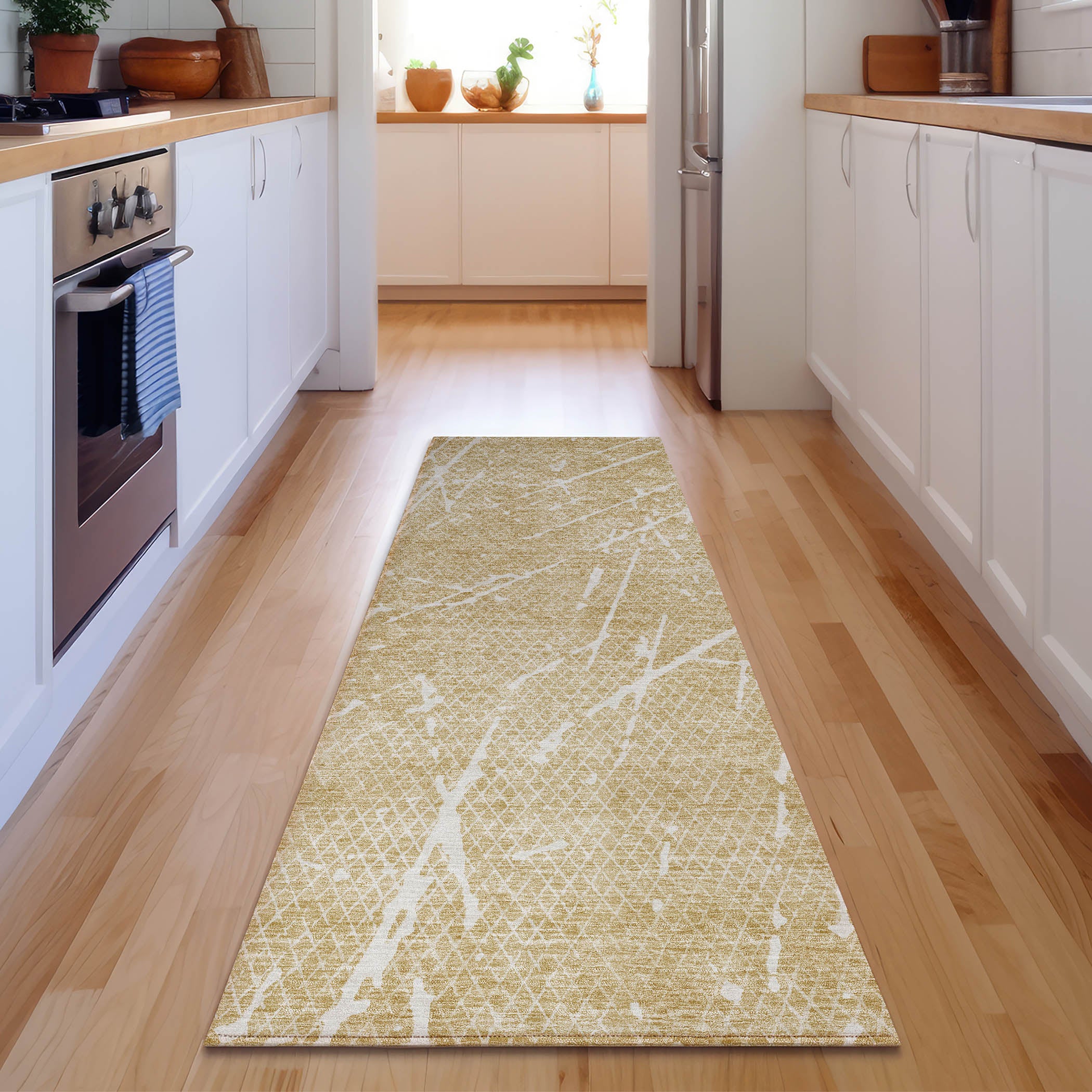 Luang Prabang Machine Washable Transitional Beige Brown Rug 2'3" x 7'6" #shape_Runner