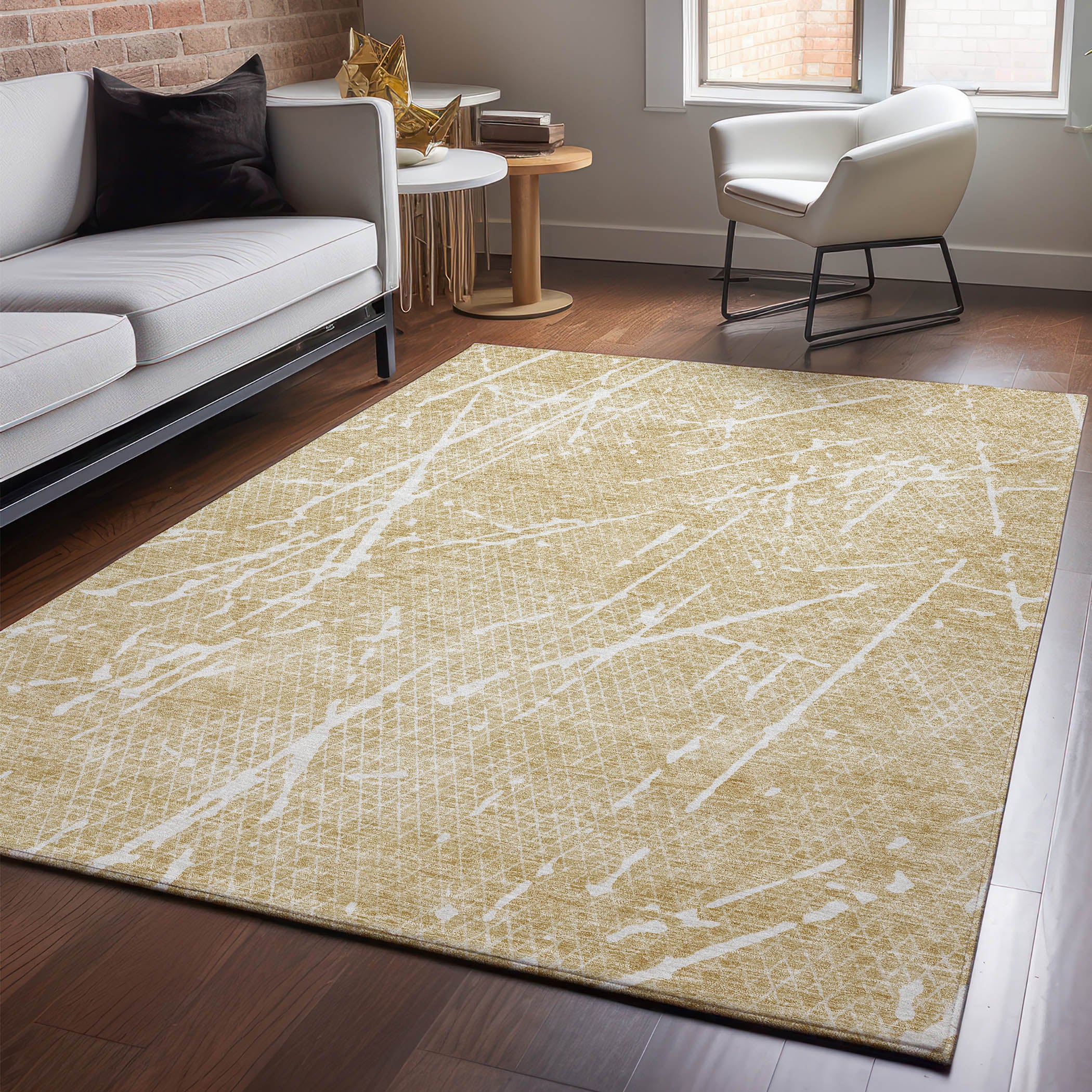 Luang Prabang Machine Washable Transitional Beige Brown Rug 2'6" x 3'10" #shape_Rectangle