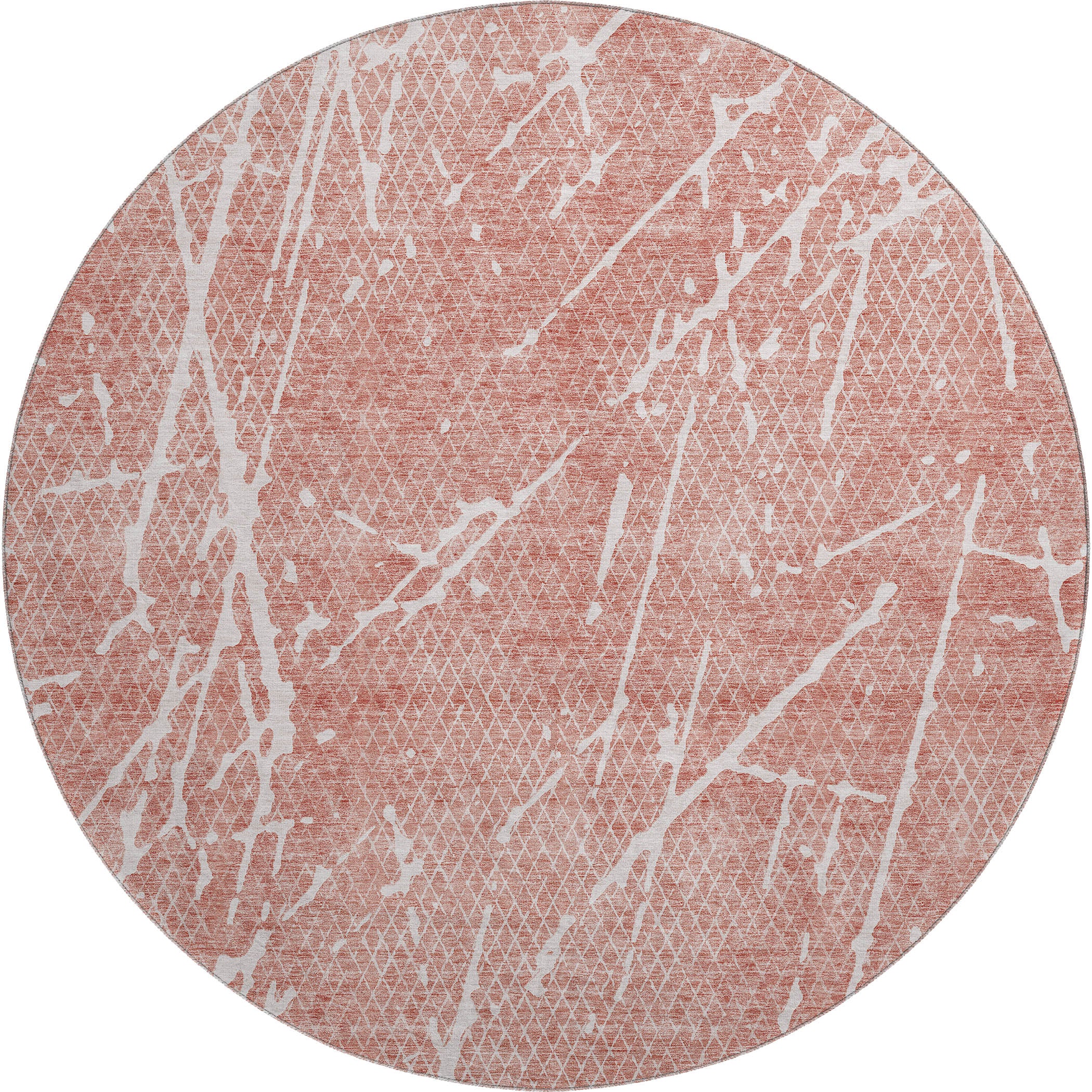 Luang Prabang Machine Washable Transitional Blush Pink Rug 8' x 8' #shape_Round