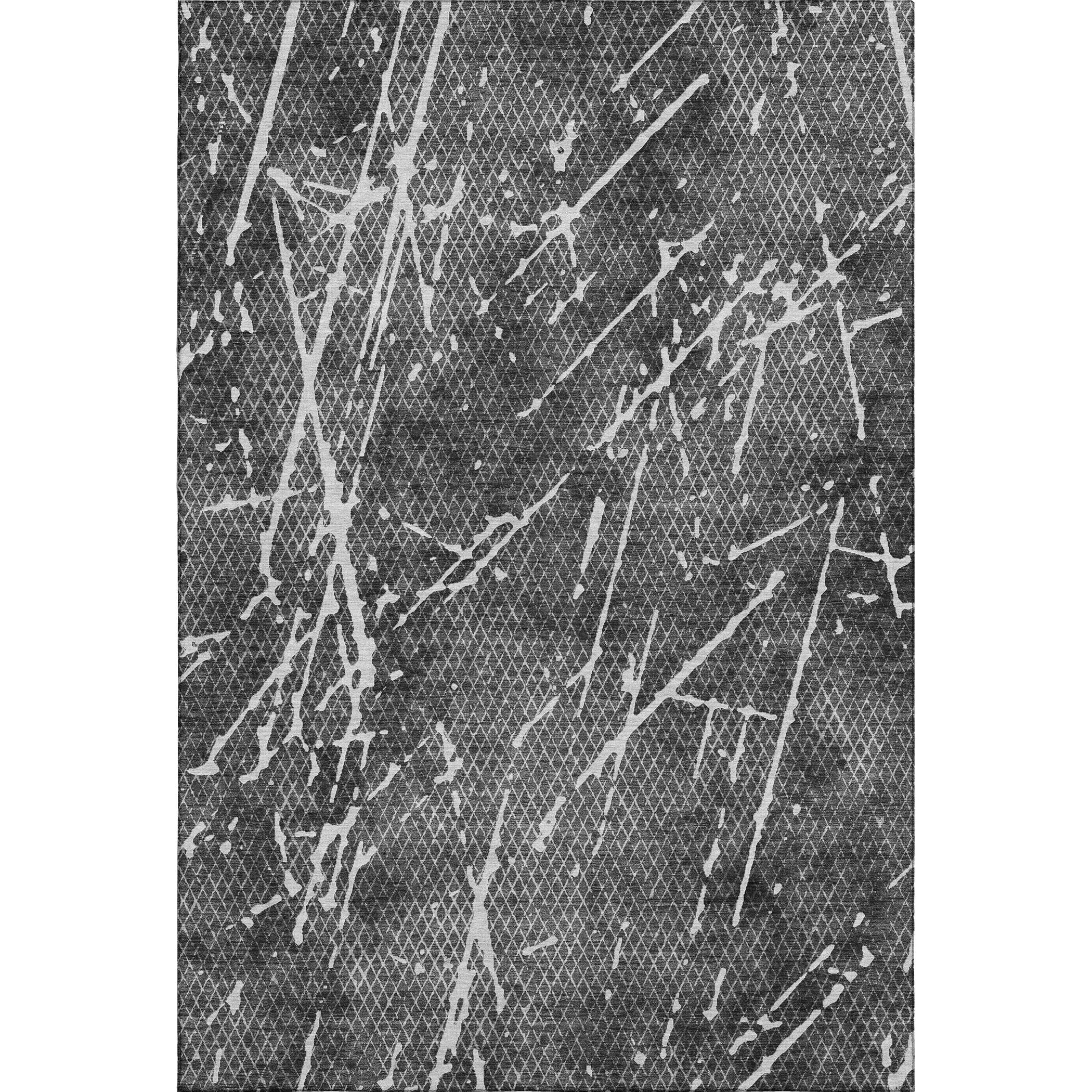 Luang Prabang Machine Washable Transitional Charcoal Gray Rug 2'6" x 3'10" #shape_Rectangle