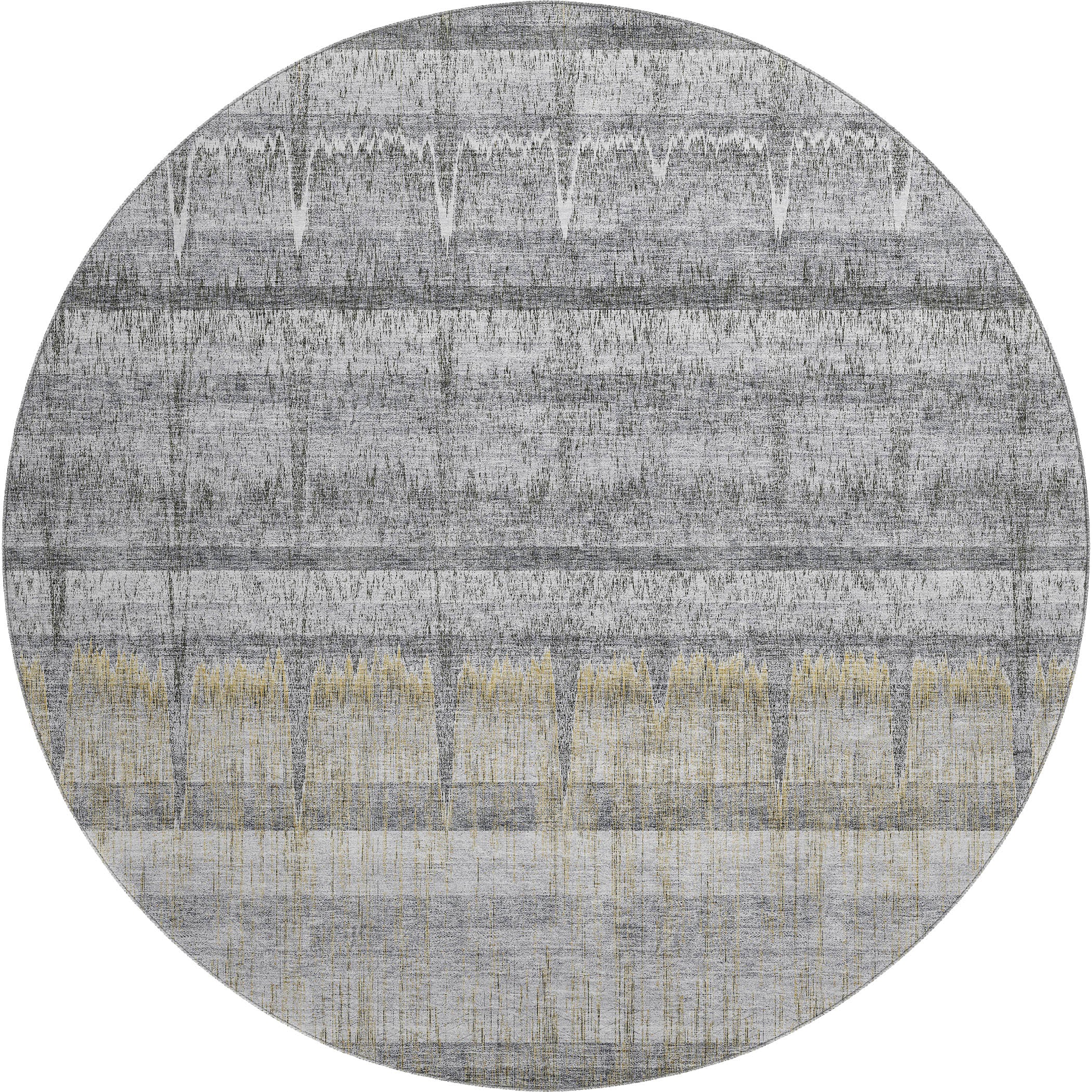 Kotor Machine Washable Transitional Gray Rug 8' x 8' #shape_Round
