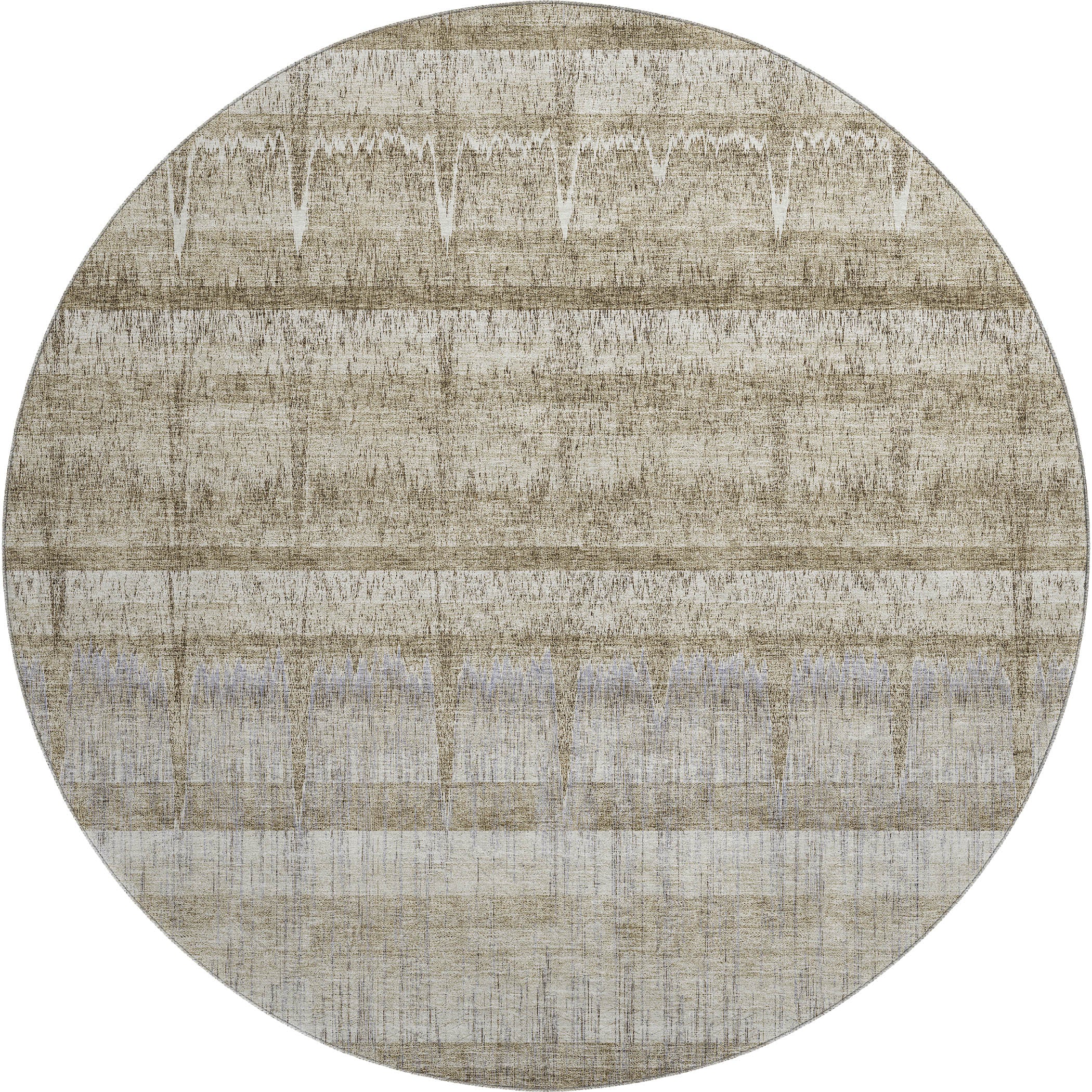 Kotor Machine Washable Transitional Taupe Brown Rug 8' x 8' #shape_Round