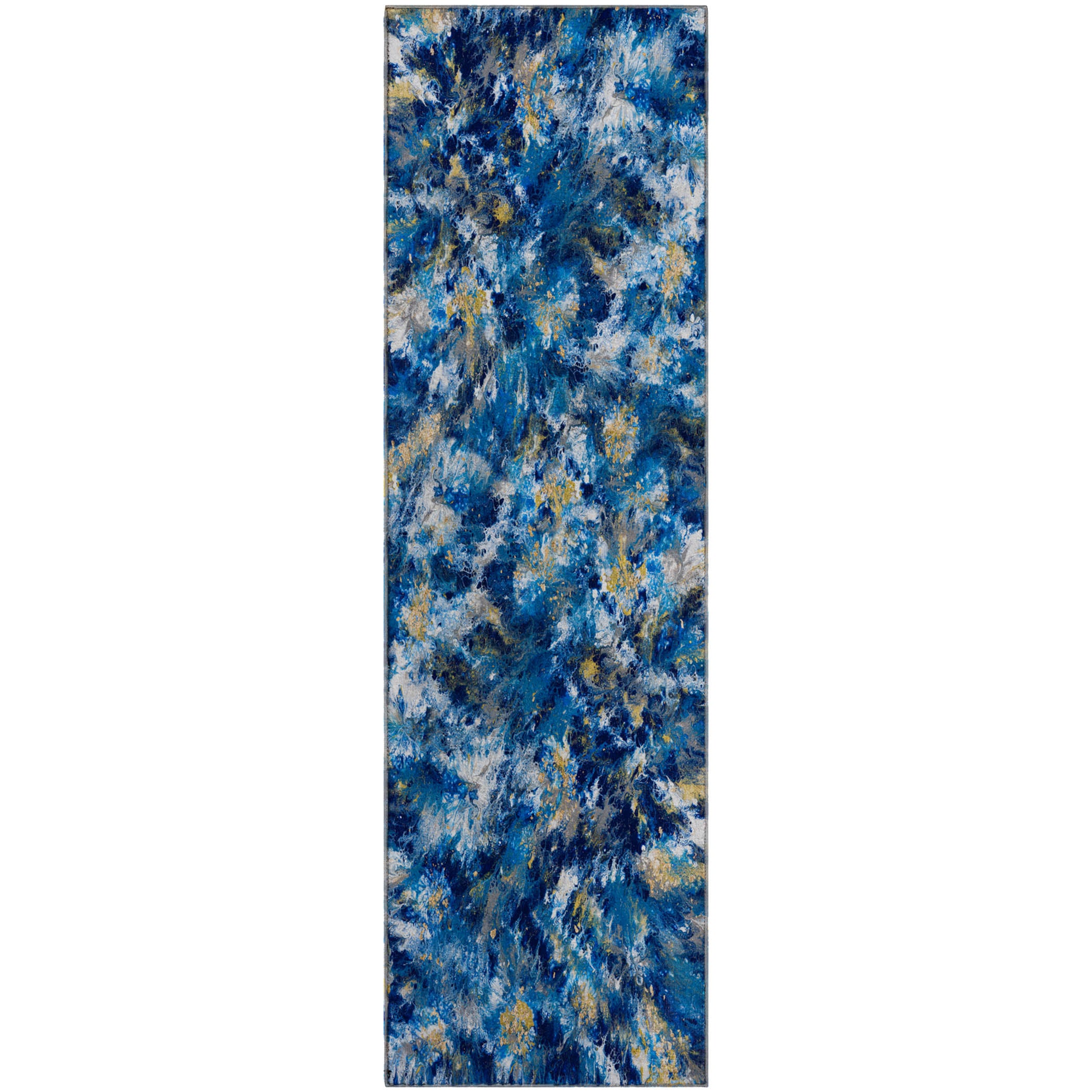 Seville Machine Washable Contemporary Blue Rug 2'3" x 7'6" #shape_Runner