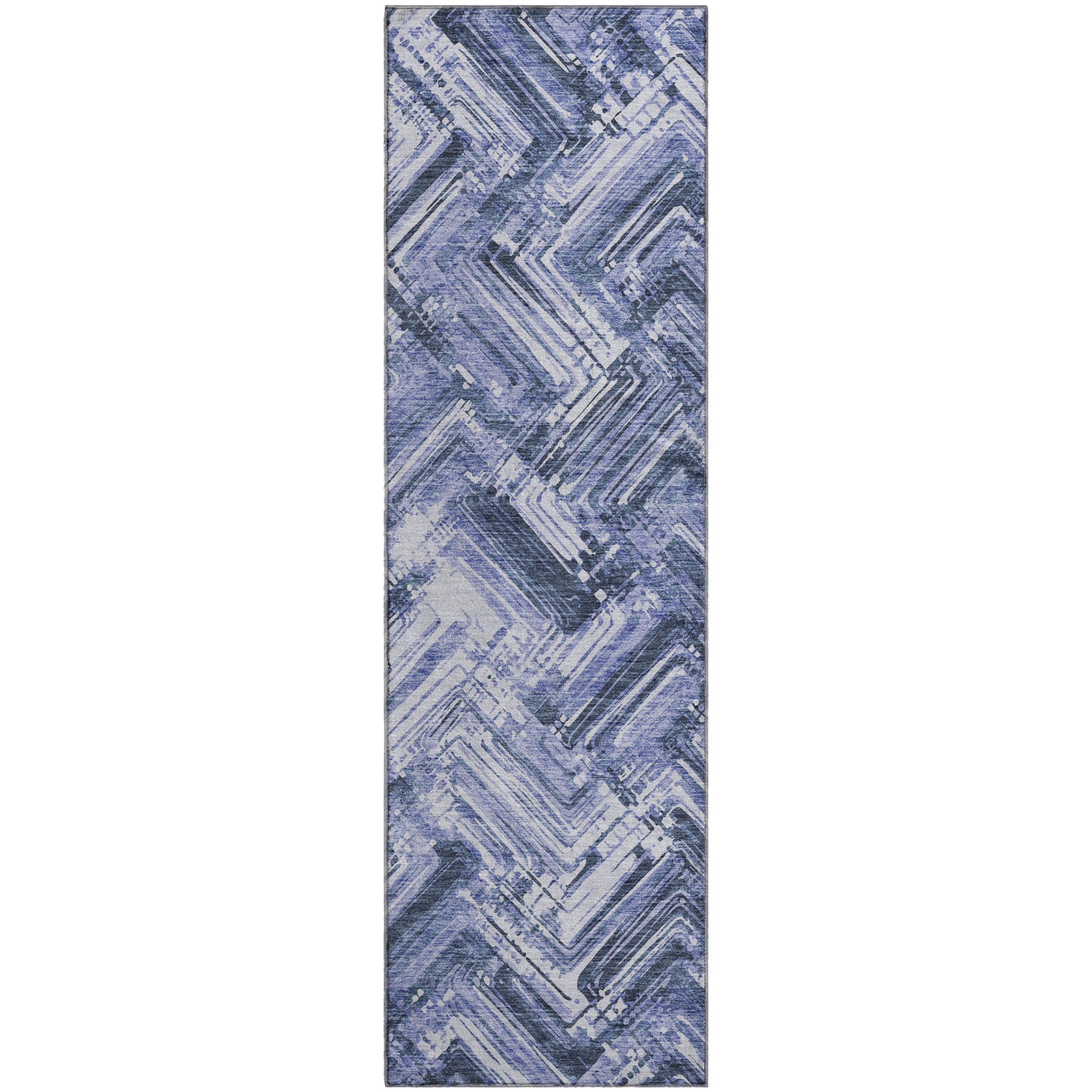 Istanbul Machine Washable Transitional Blue Rug 2'3" x 7'6" #shape_Runner