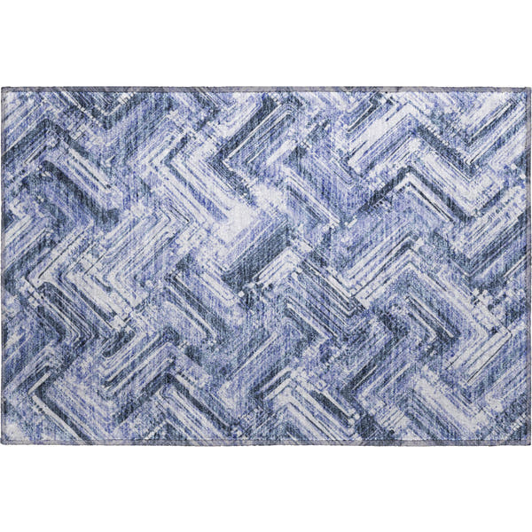 Istanbul Machine Washable Transitional Blue Rug 1'8" x 2'6"