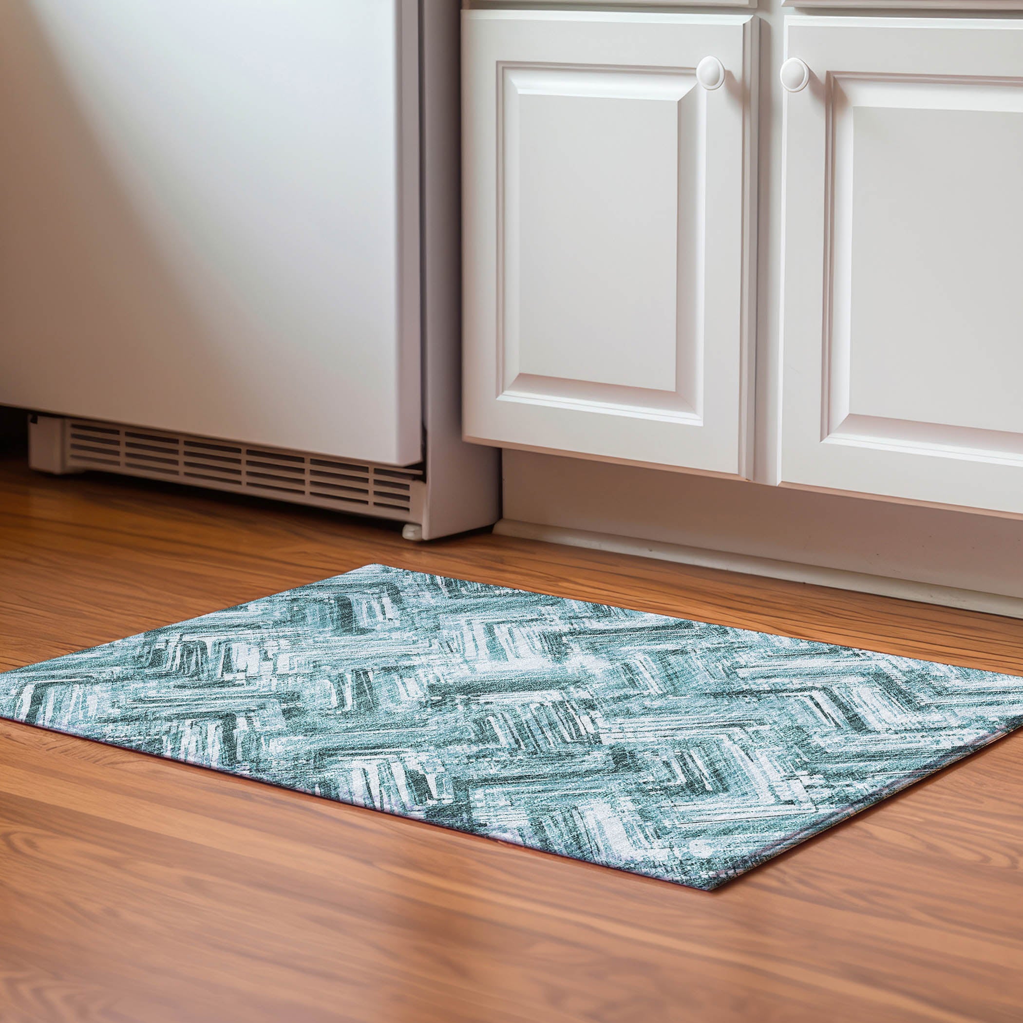 Istanbul Machine Washable Transitional Teal Rug 1'8" x 2'6" #shape_Rectangle