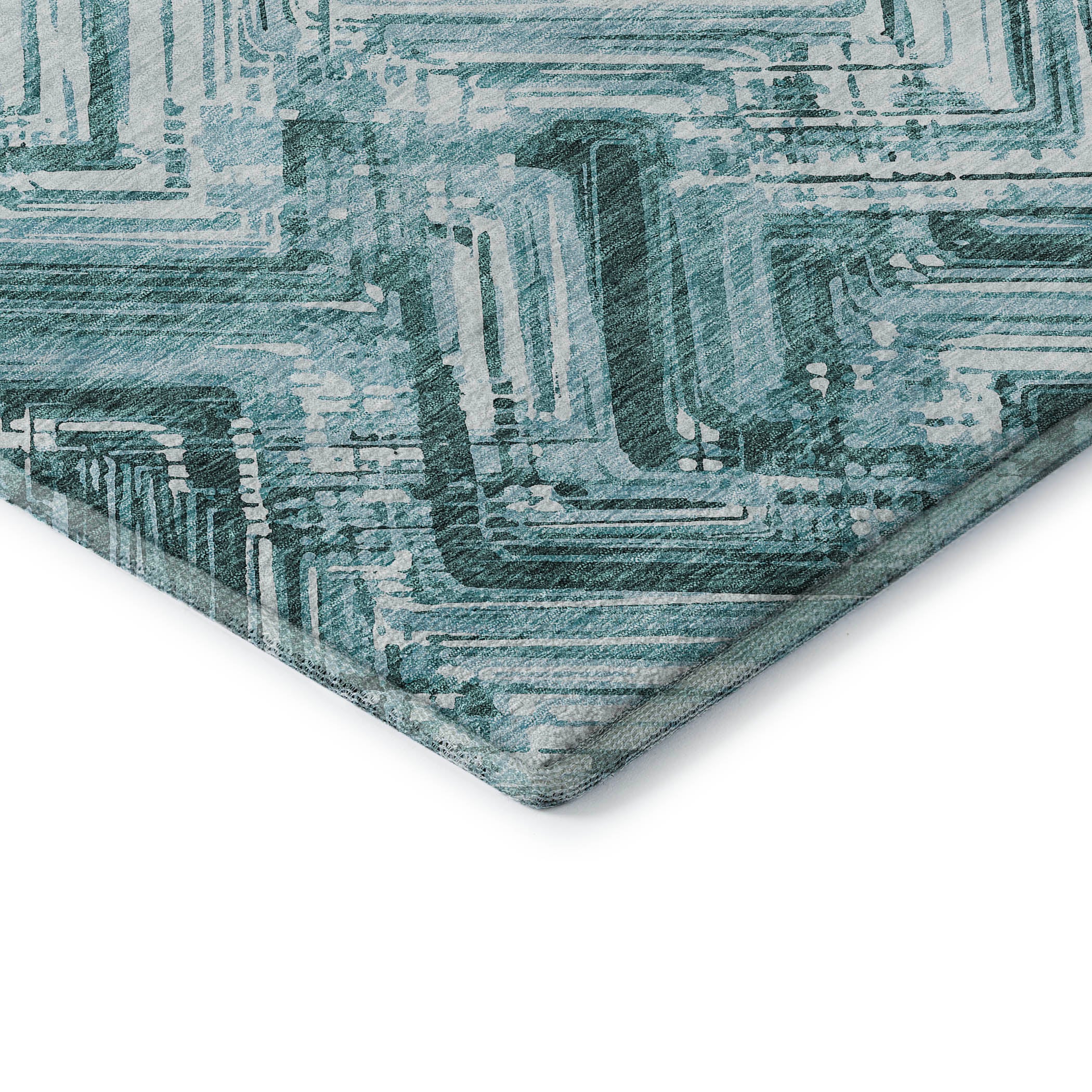Istanbul Machine Washable Transitional Teal Rug 1'8" x 2'6" #shape_Rectangle
