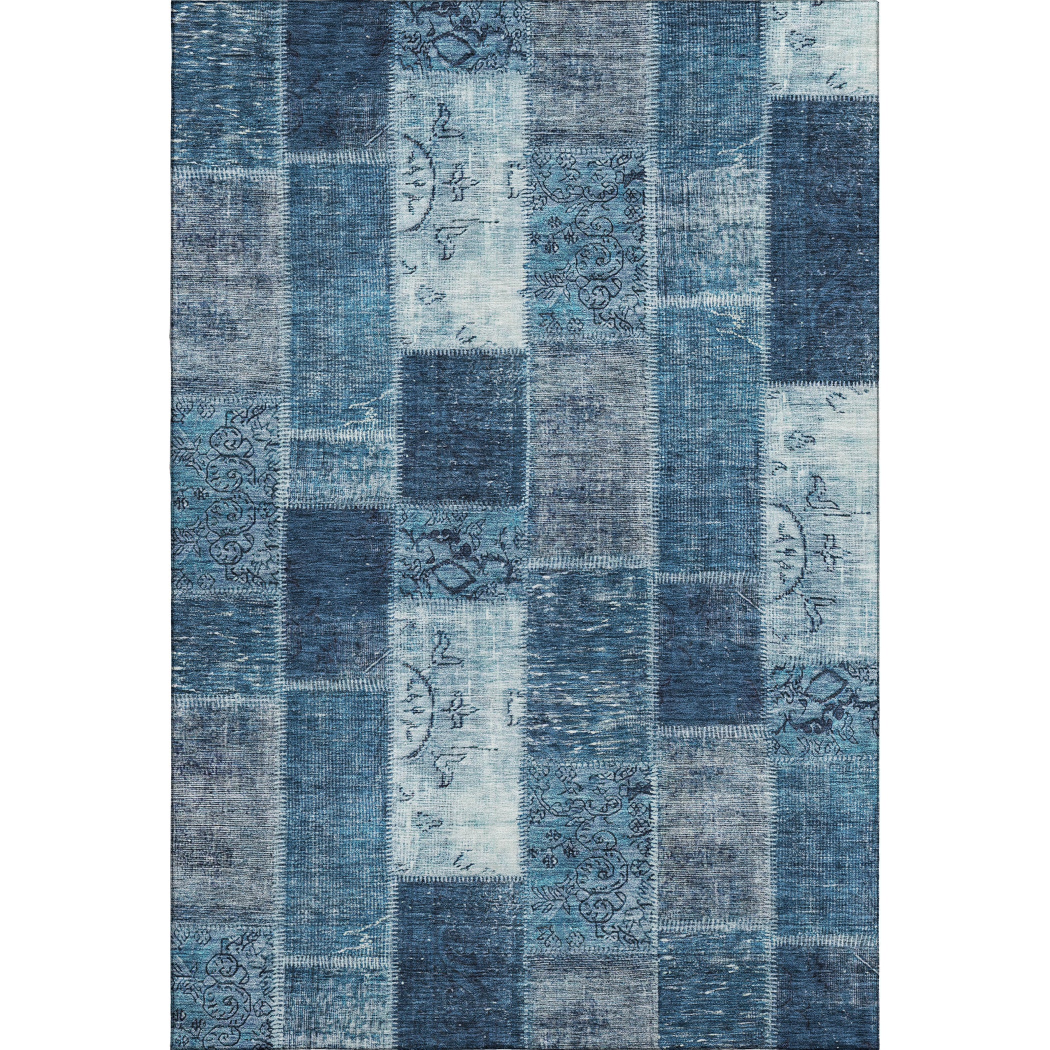 Lima Machine Washable Traditional Blue Rug 2'6" x 3'10" #shape_Rectangle