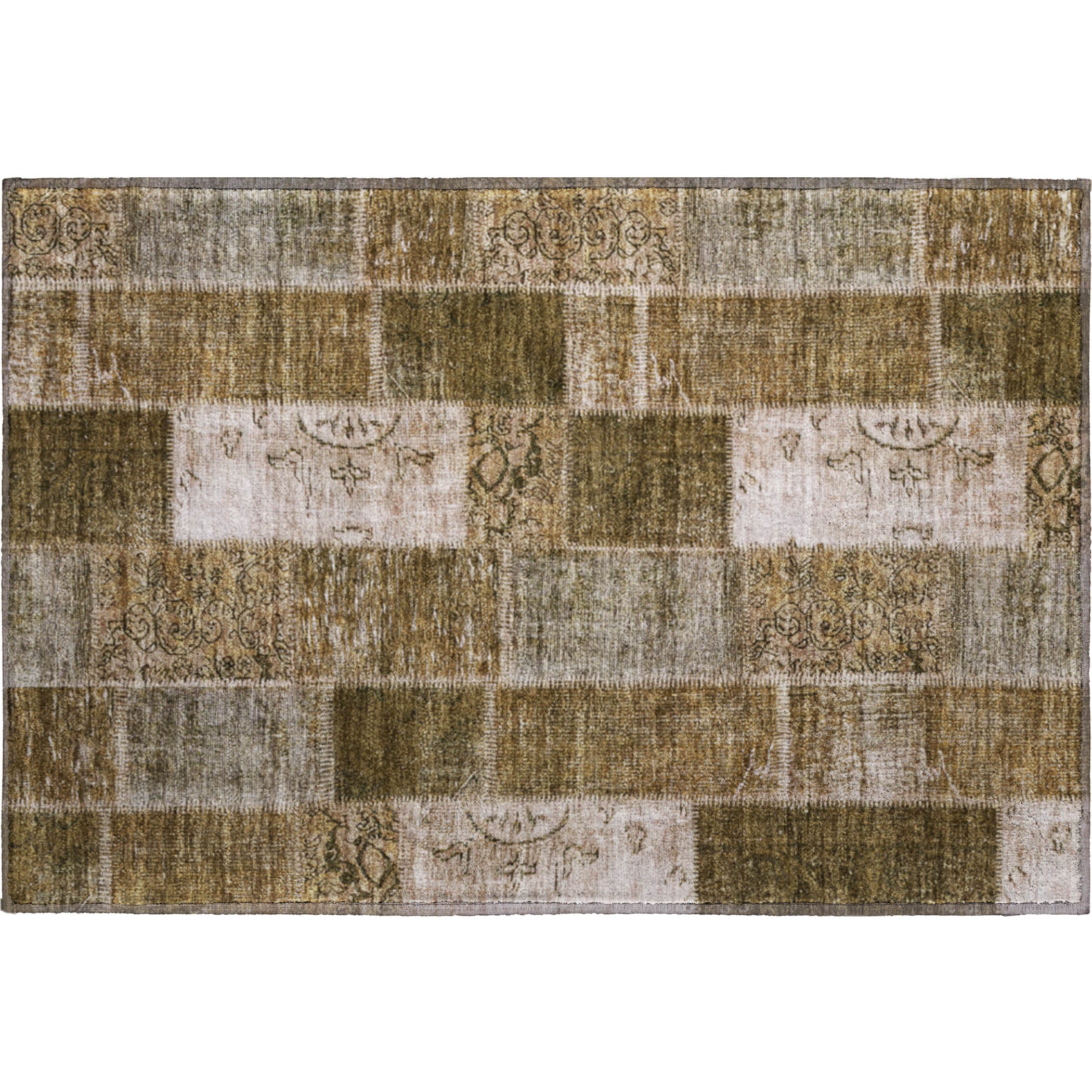 Lima Machine Washable Traditional Brown Rug 1'8" x 2'6" #shape_Rectangle