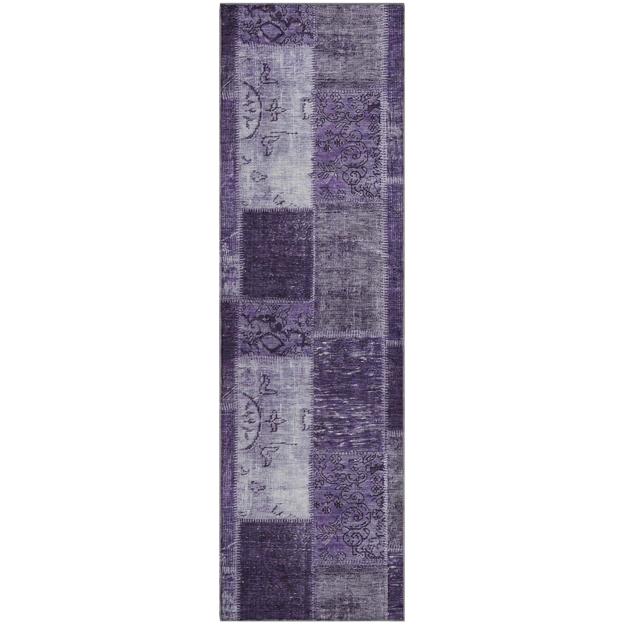 Lima Machine Washable Traditional Purple Rug 2'3" x 7'6" #shape_Runner