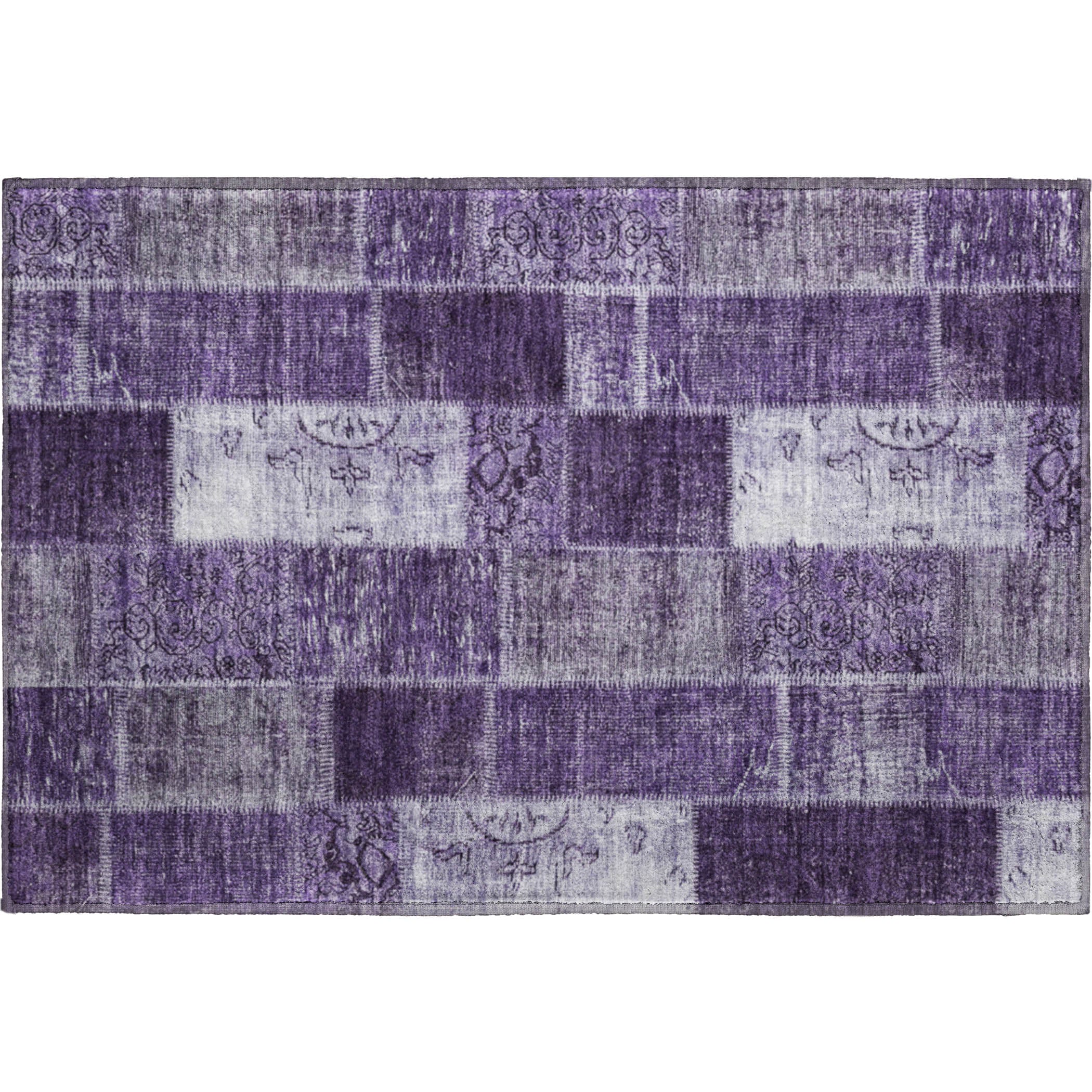 Lima Machine Washable Traditional Purple Rug 1'8" x 2'6" #shape_Rectangle