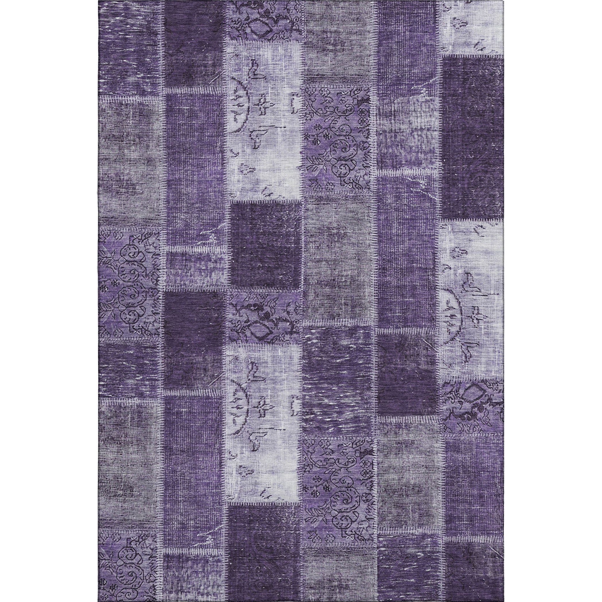Lima Machine Washable Traditional Purple Rug 2'6" x 3'10" #shape_Rectangle