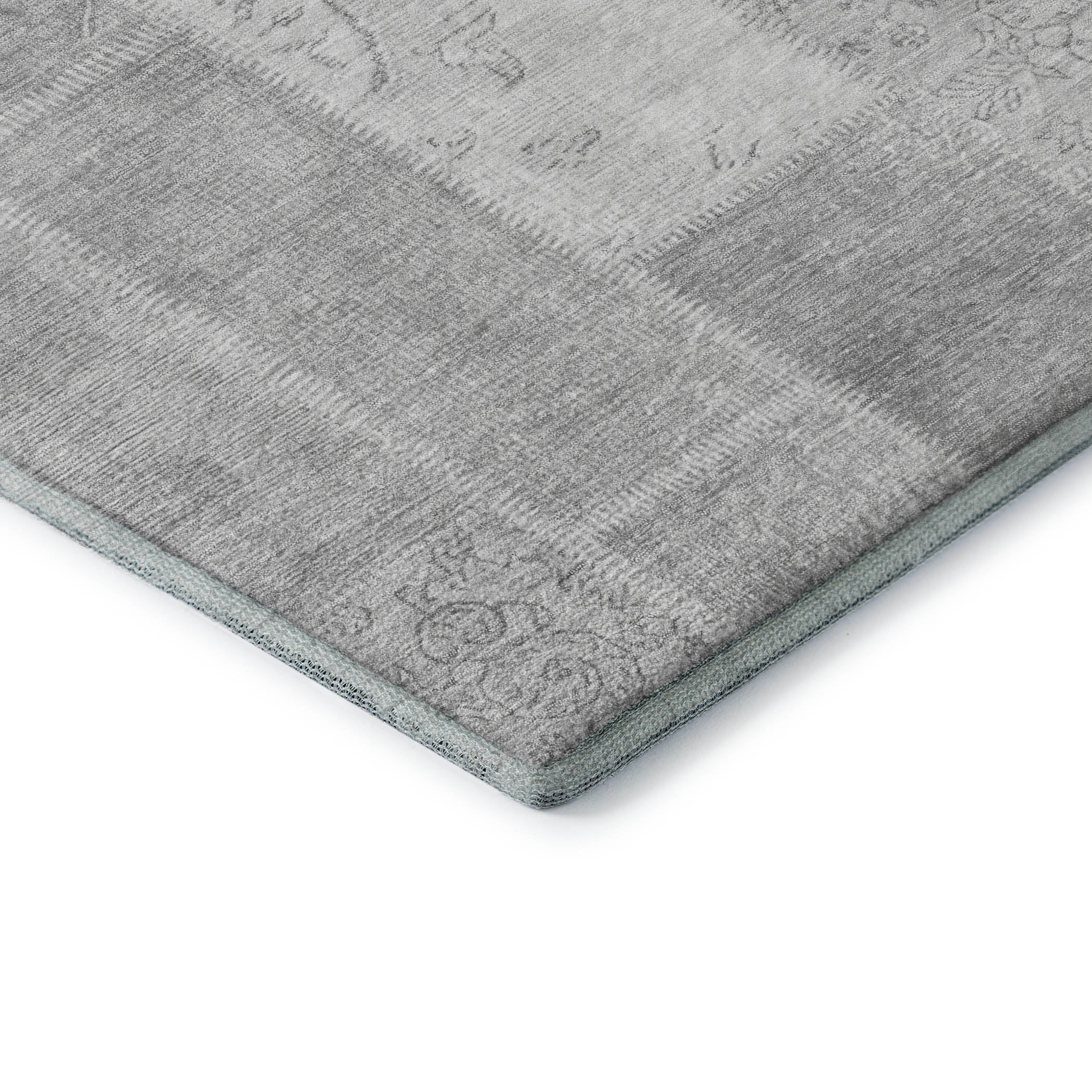 Lima Machine Washable Traditional Silver Gray Rug 1'8" x 2'6" #shape_Rectangle