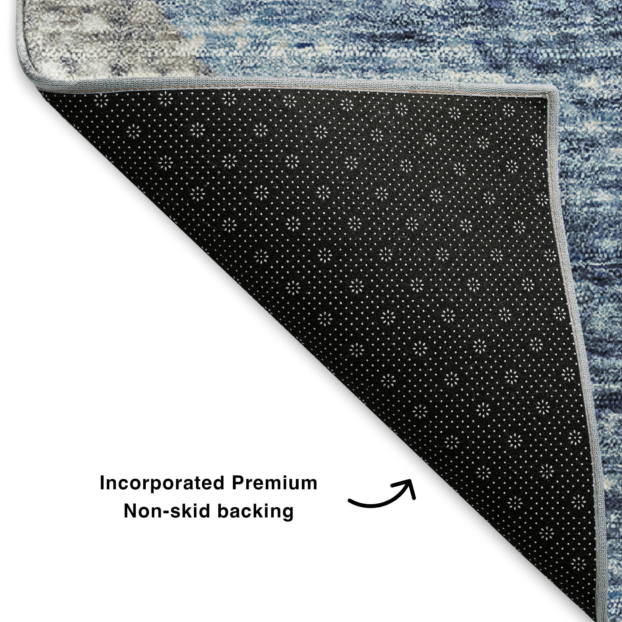Luang Prabang Machine Washable Transitional Blue Rug 1'8" x 2'6" #shape_Rectangle
