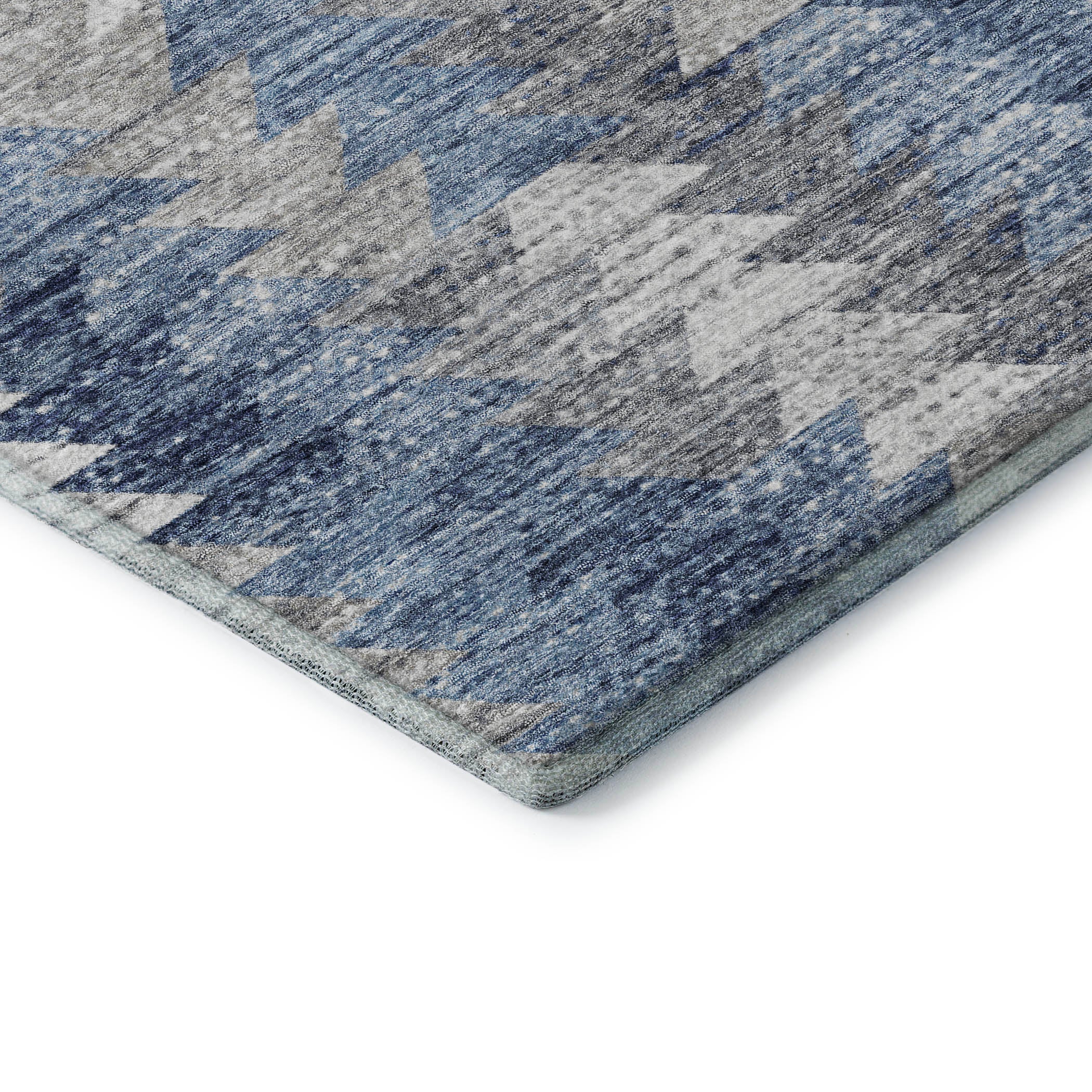 Luang Prabang Machine Washable Transitional Blue Rug 1'8" x 2'6" #shape_Rectangle